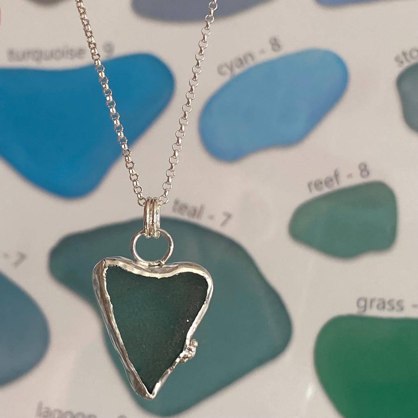 Teal Heart Sea Glass Necklace | One of a Kind