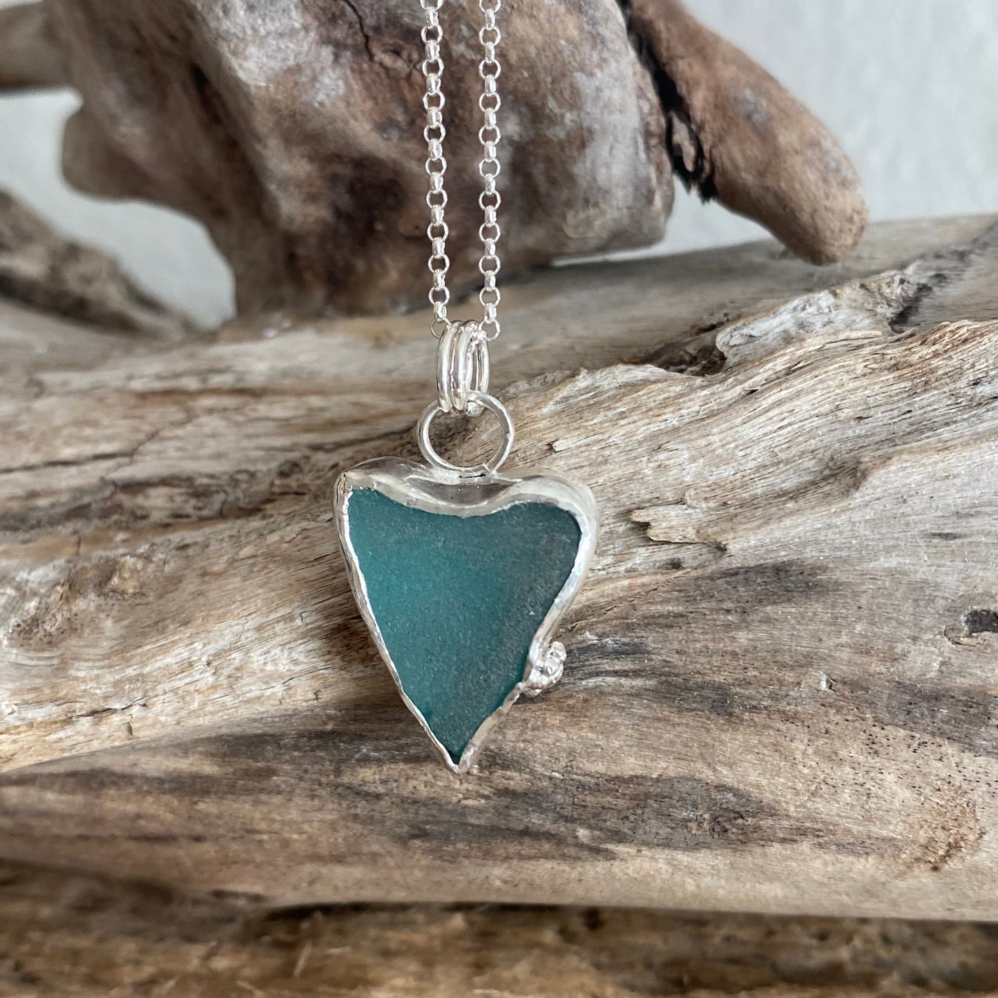 Teal Heart Sea Glass Necklace | One of a Kind