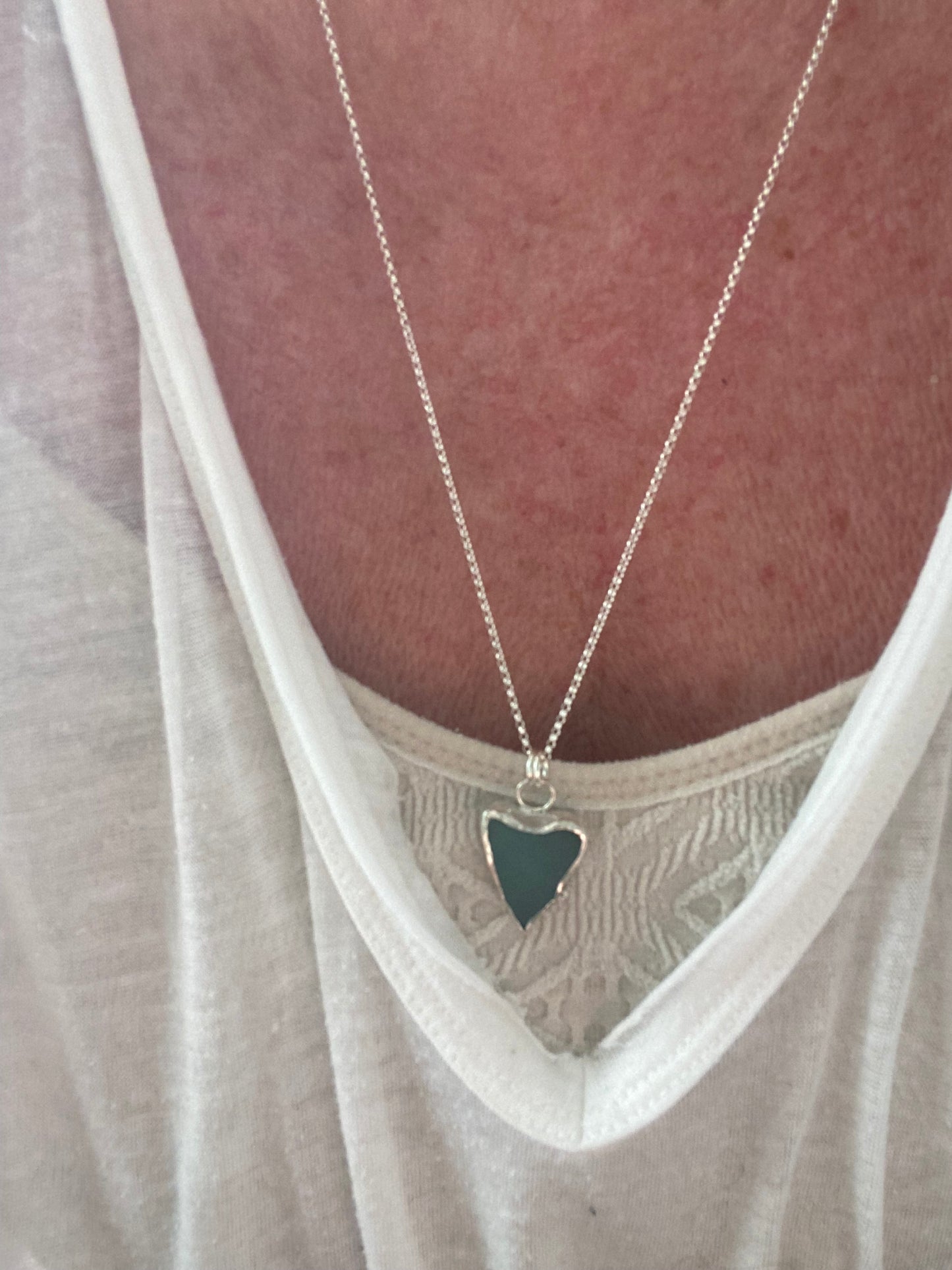 Teal Heart Sea Glass Necklace | One of a Kind