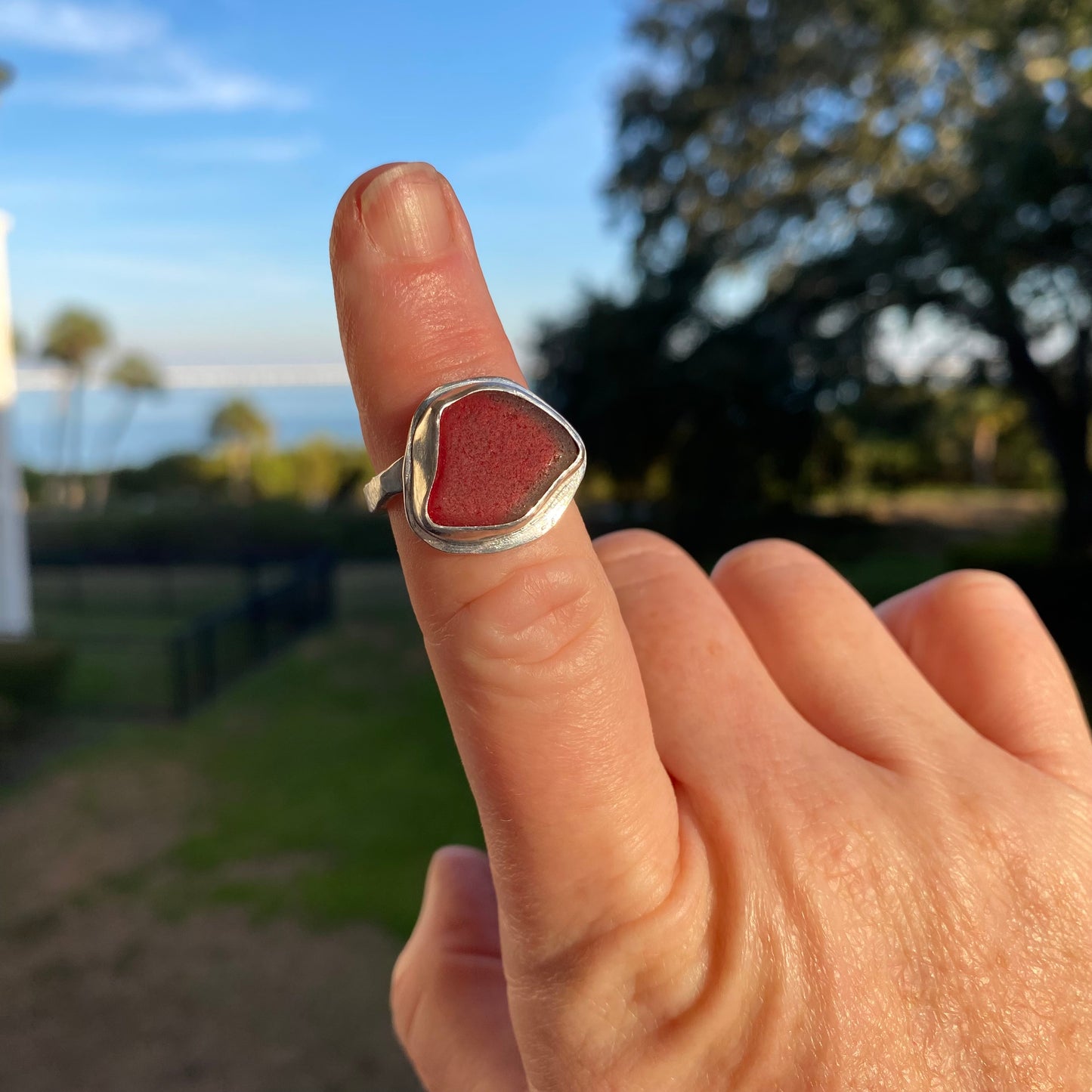 Rare Red Sea Glass Ring | One of a Kind | Size 7.5