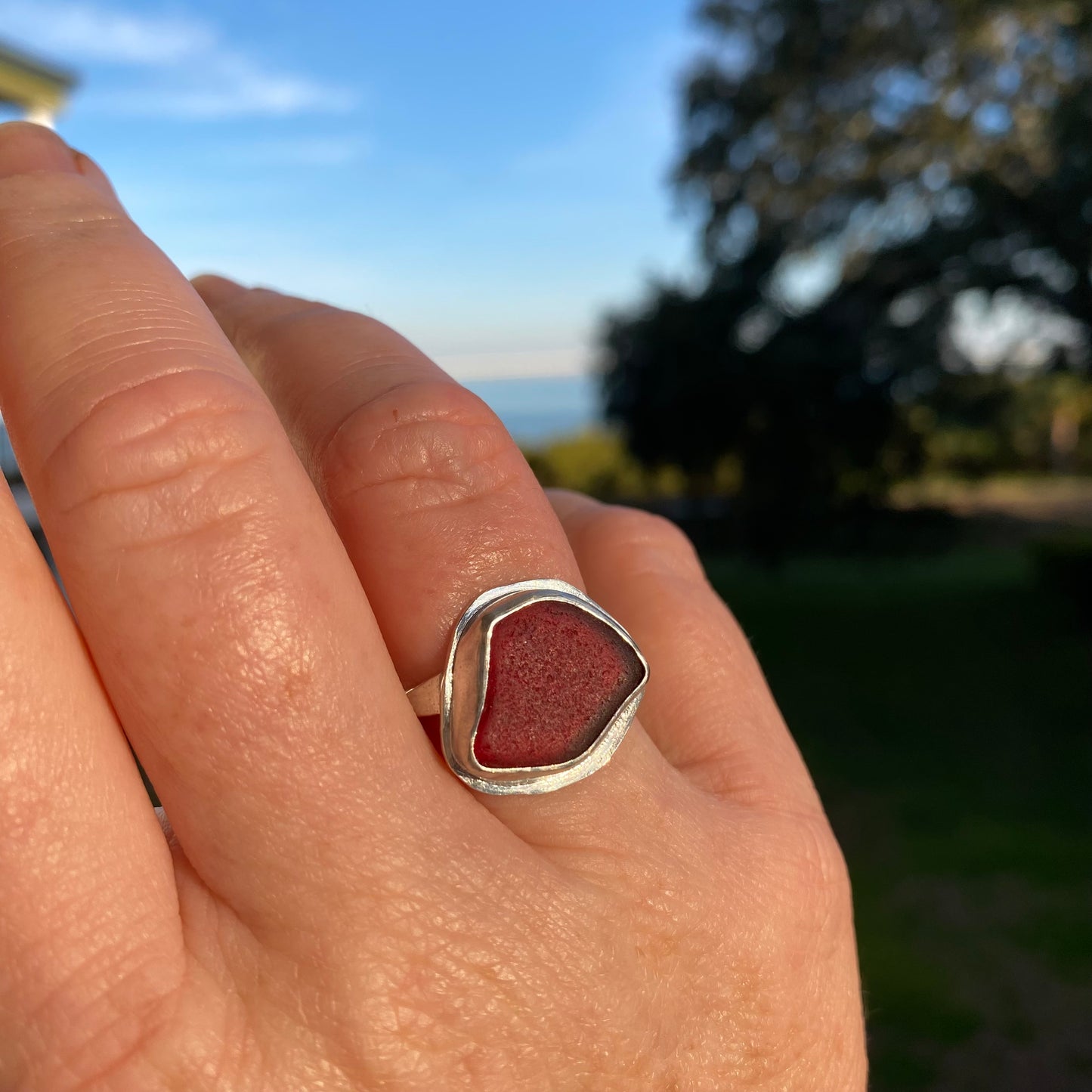 Rare Red Sea Glass Ring | One of a Kind | Size 7.5