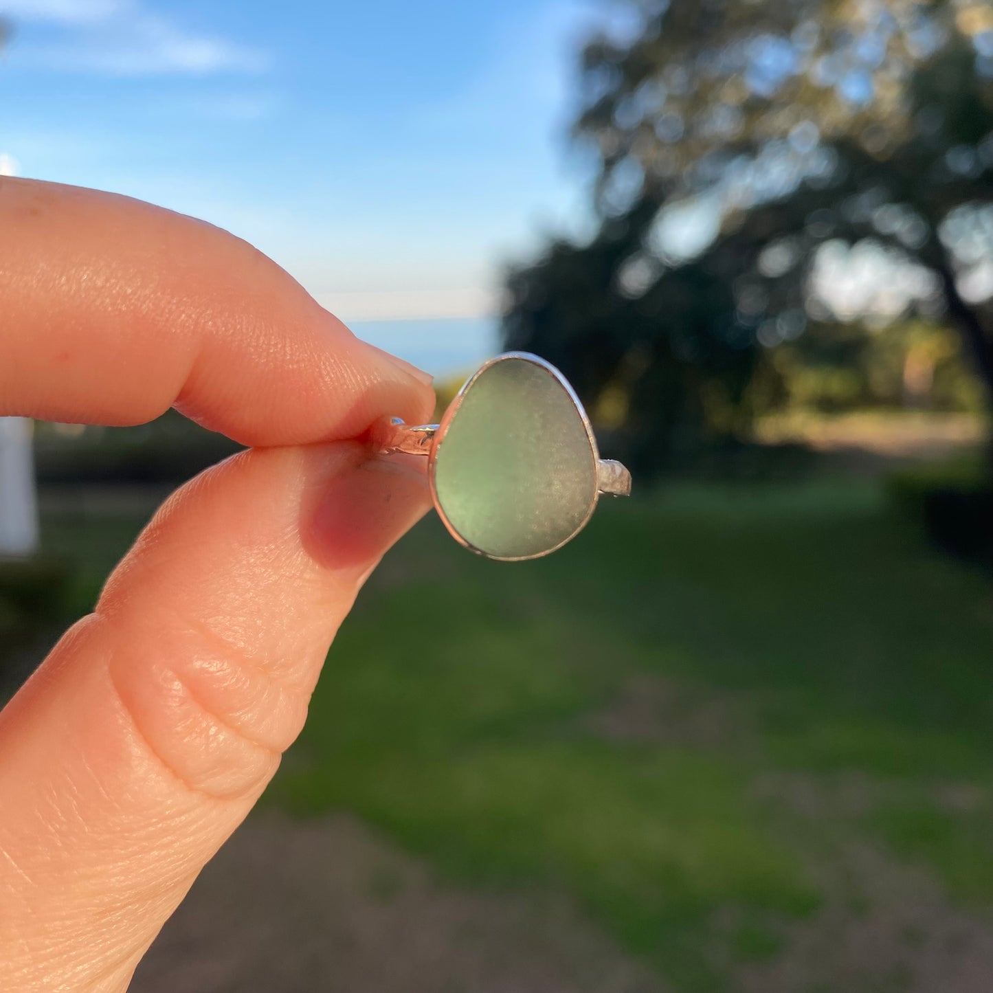 Perfect Sea Foam Sea Glass Statement Ring | One of a Kind | Size 8