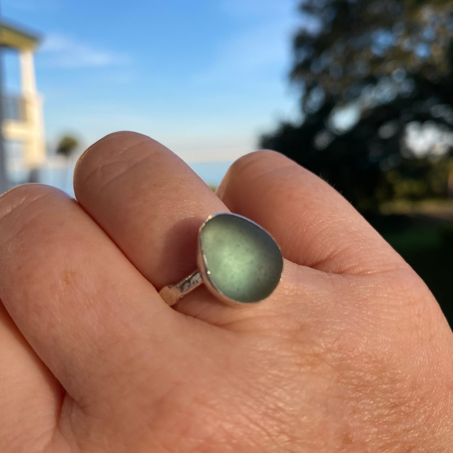 Perfect Sea Foam Sea Glass Statement Ring | One of a Kind | Size 8