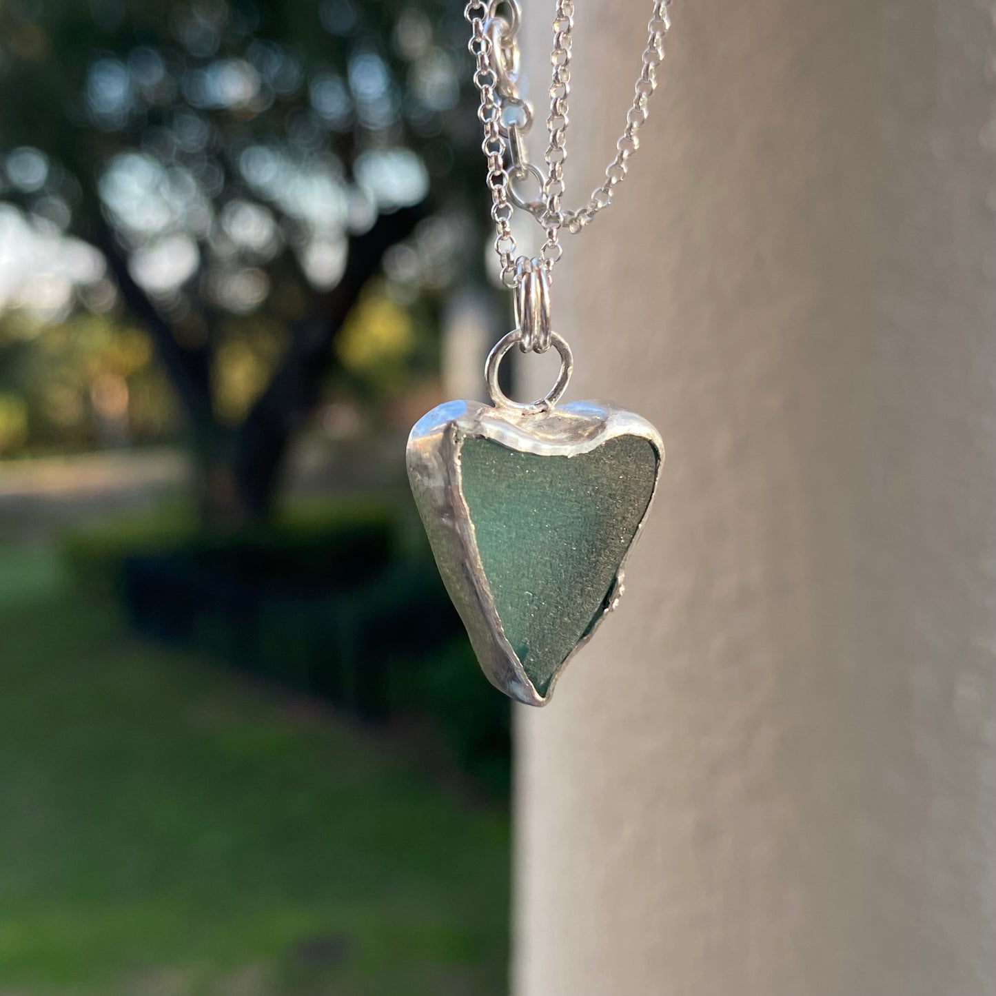 Teal Heart Sea Glass Necklace | One of a Kind