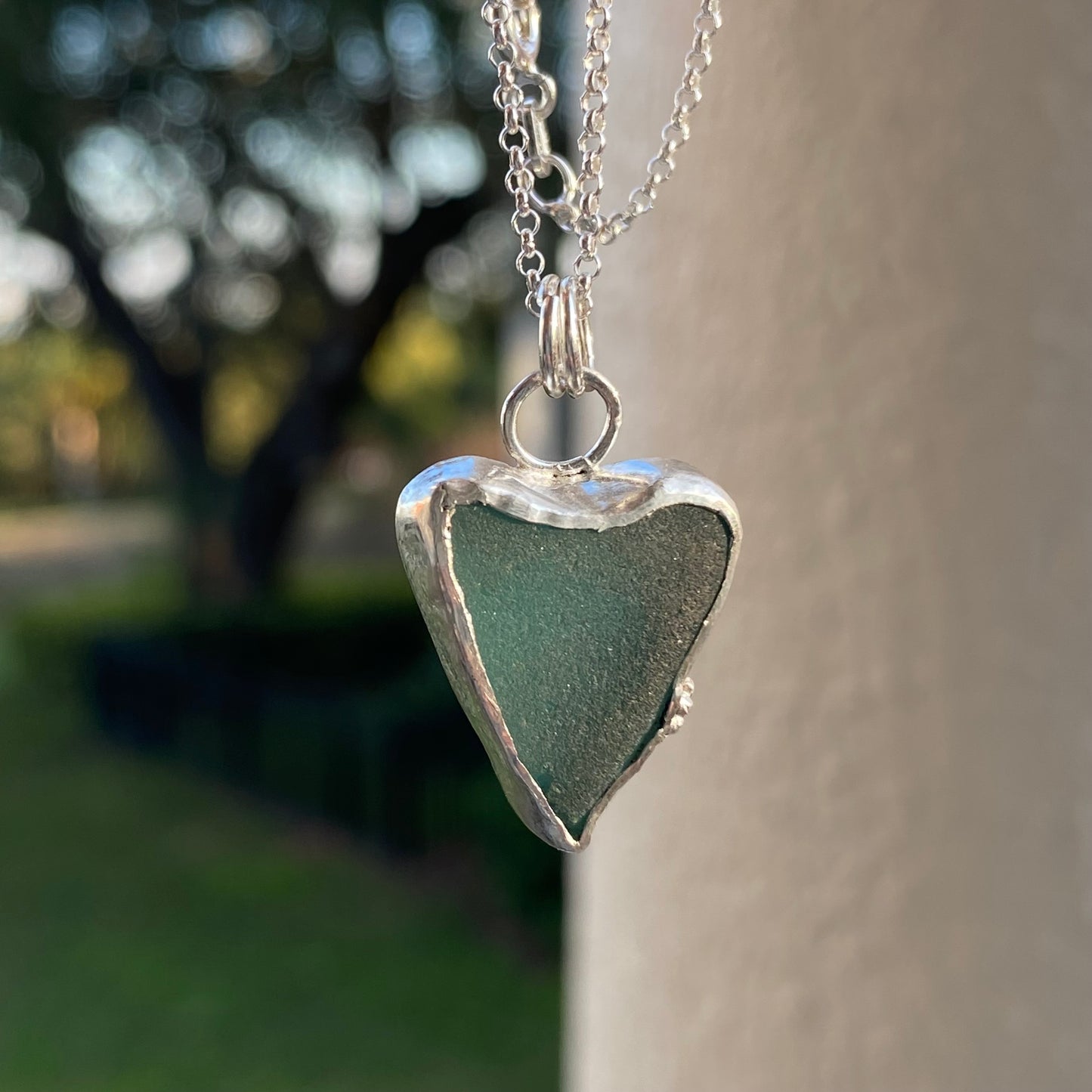 Teal Heart Sea Glass Necklace | One of a Kind