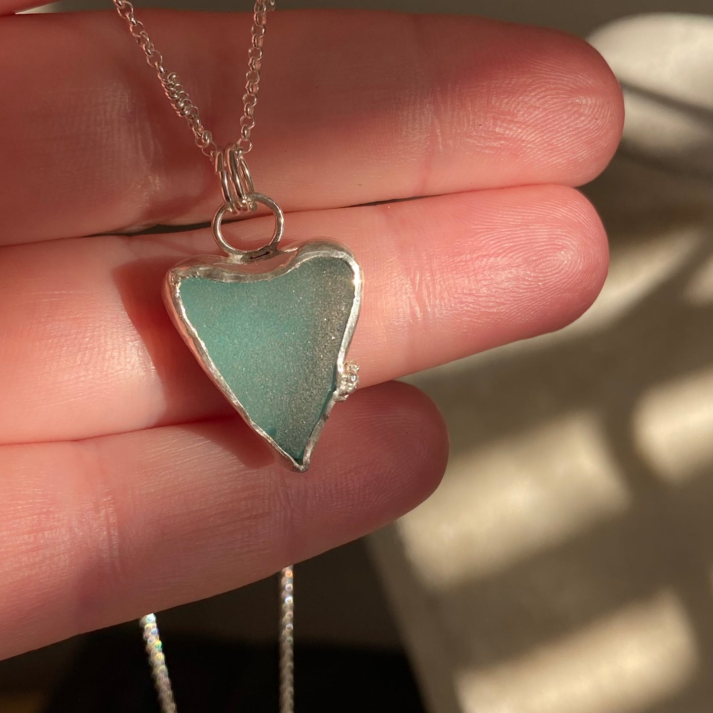 Teal Heart Sea Glass Necklace | One of a Kind