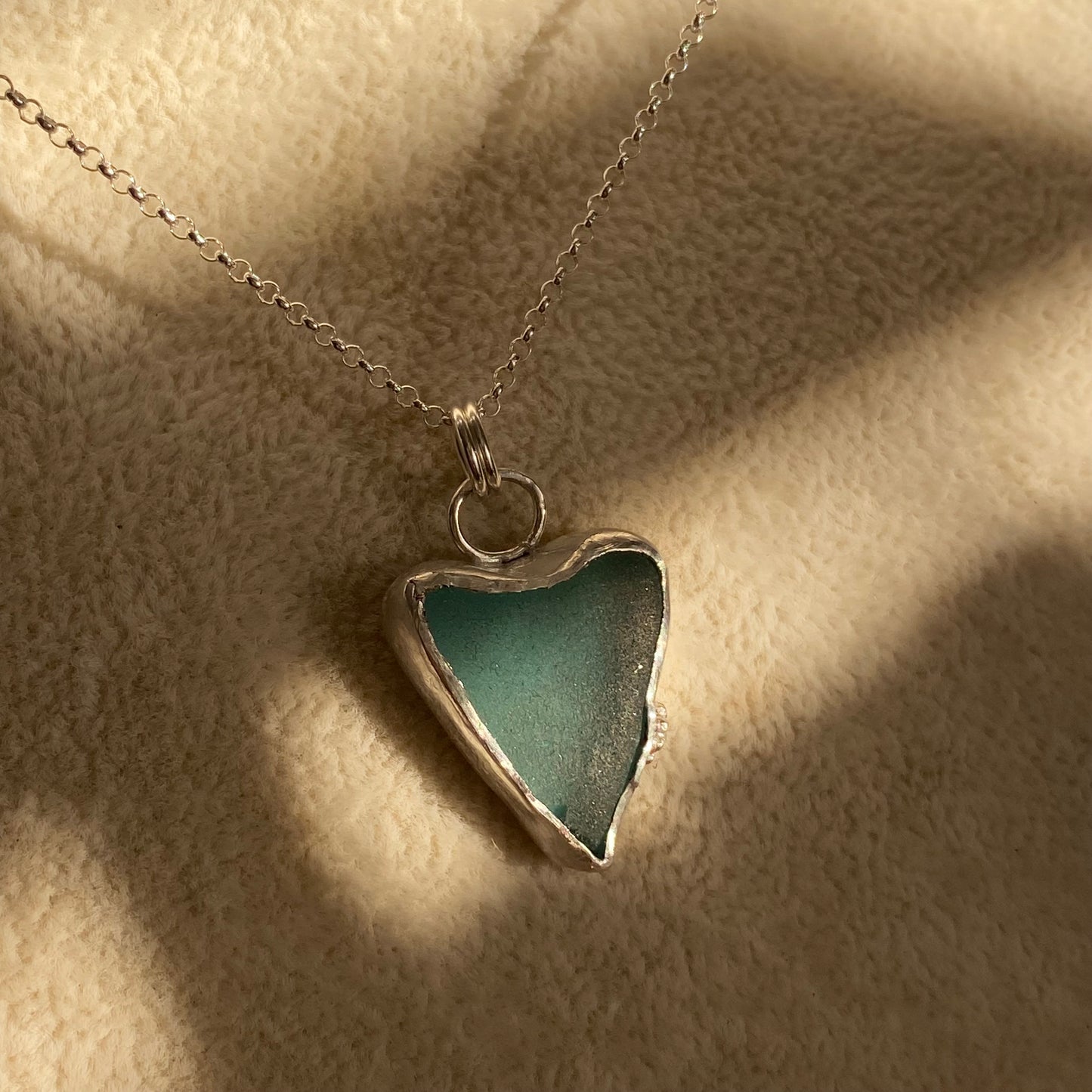 Teal Heart Sea Glass Necklace | One of a Kind