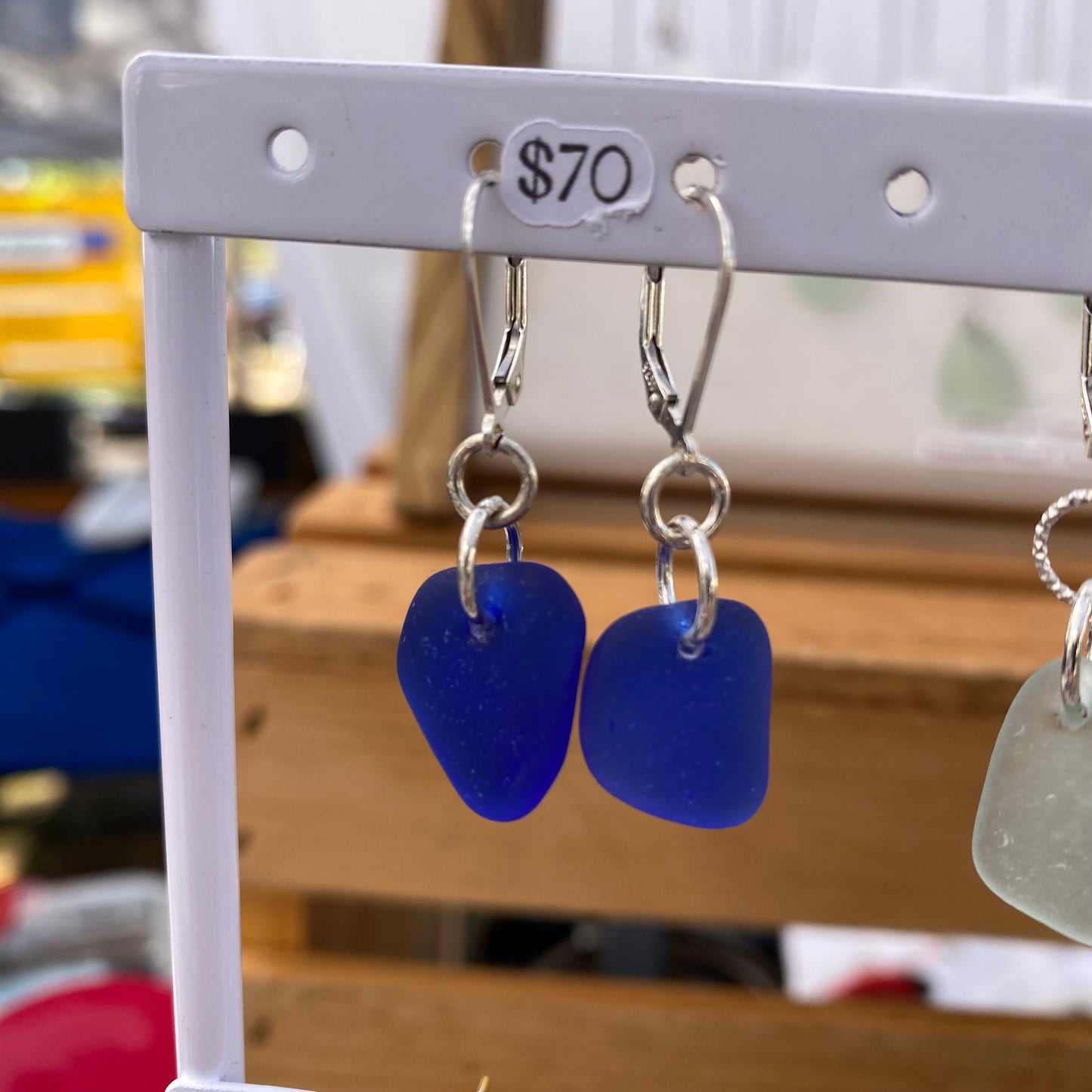 Simple Cobalt Blue sea glass earrings | Dangle Earrings | Silver Beach Glass