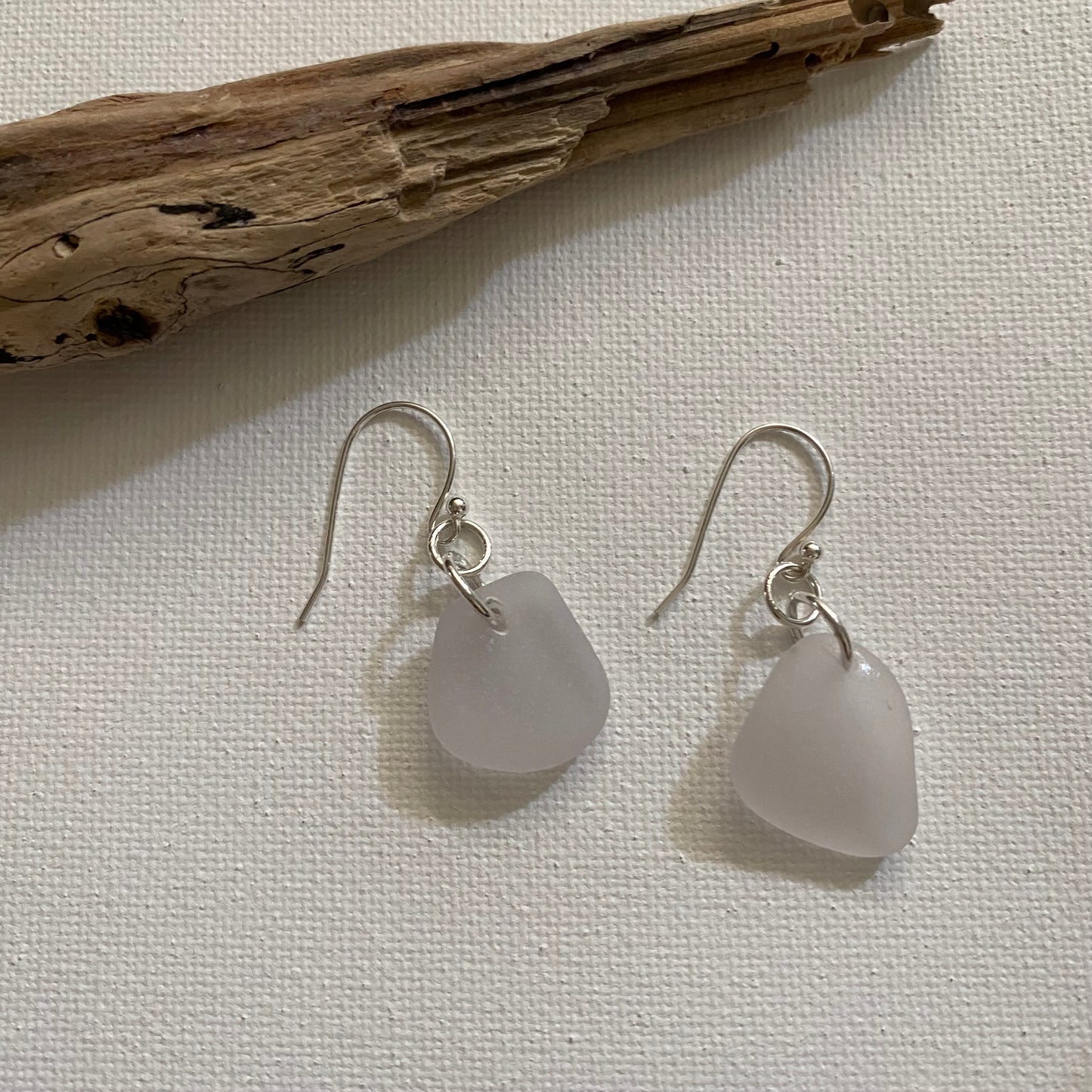 Sterling Silver Soft Lavender Sea Glass Earrings