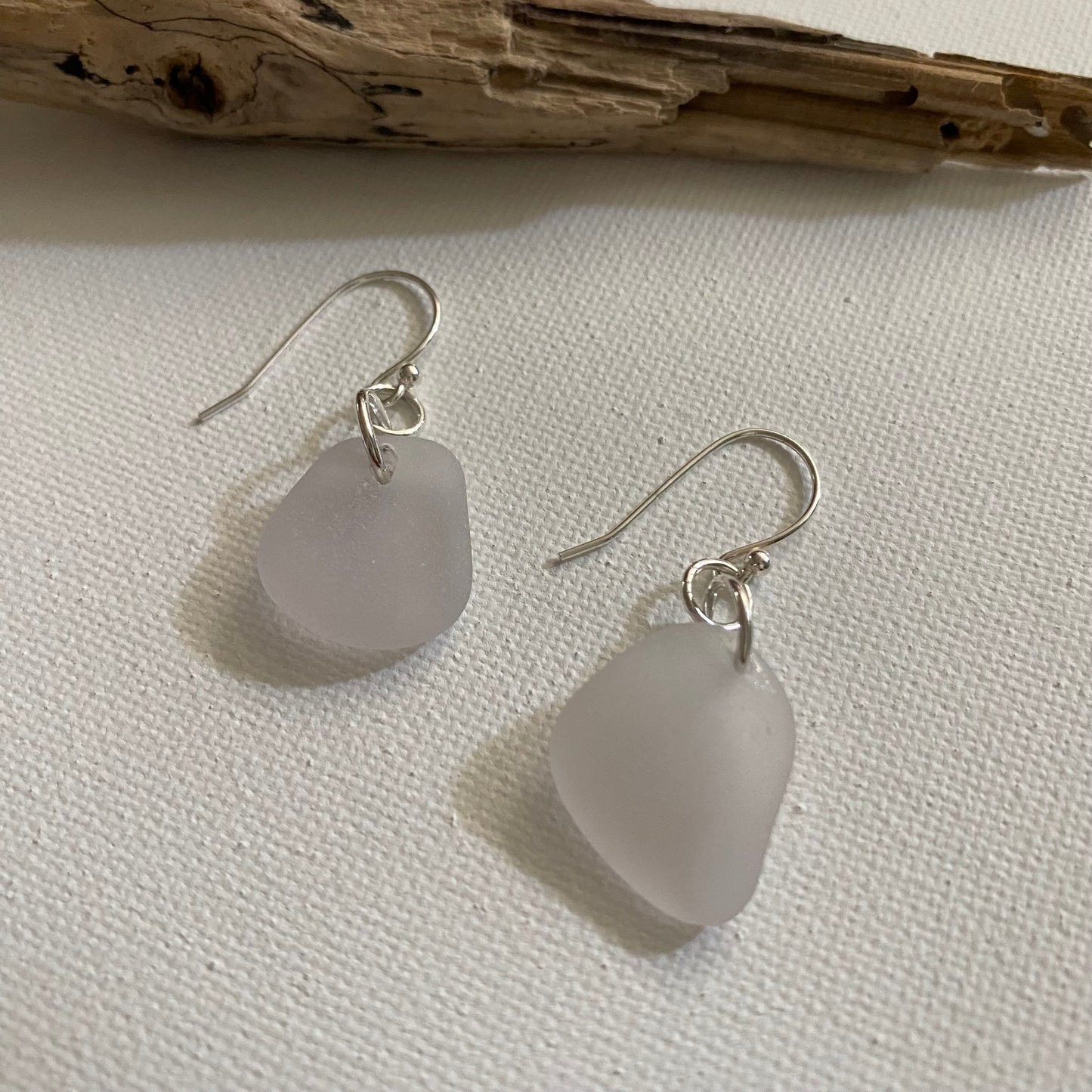 Sterling Silver Soft Lavender Sea Glass Earrings