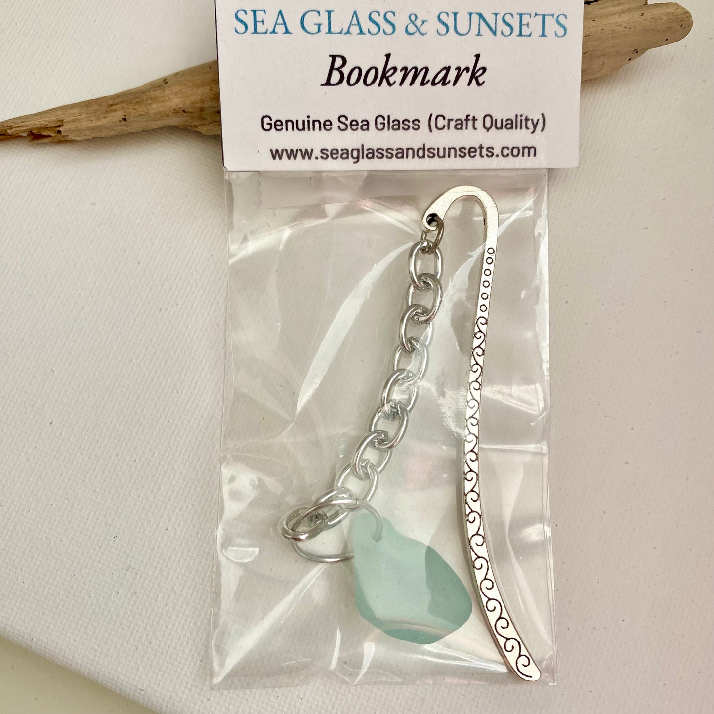 Authentic Sea Glass Bookmark – Handmade Ocean Tumbled Sea Glass, Book Lover Gift