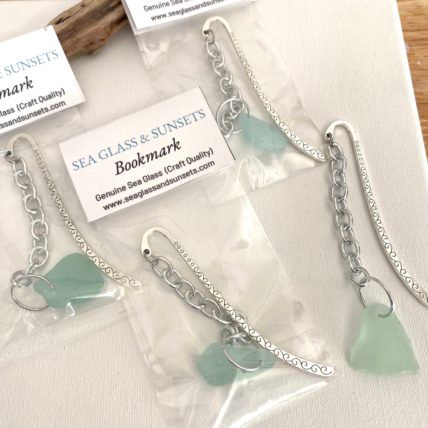 Authentic Sea Glass Bookmark – Handmade Ocean Tumbled Sea Glass, Book Lover Gift