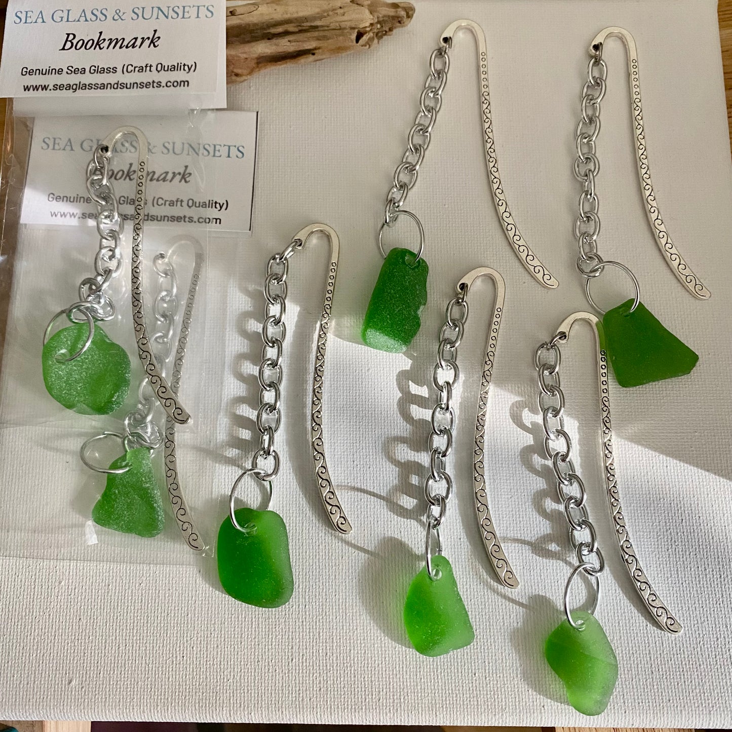Authentic Sea Glass Bookmark – Handmade Ocean Tumbled Sea Glass, Book Lover Gift