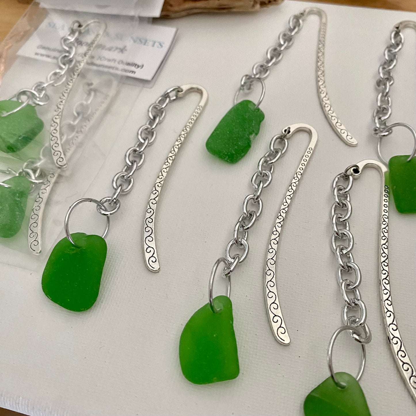 Authentic Sea Glass Bookmark – Handmade Ocean Tumbled Sea Glass, Book Lover Gift