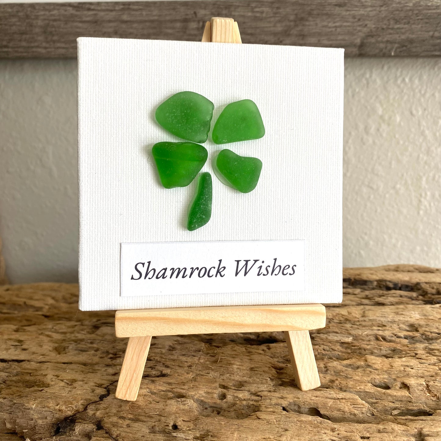 Four-Leaf Clover Collection | 4x4 Sea Glass Art