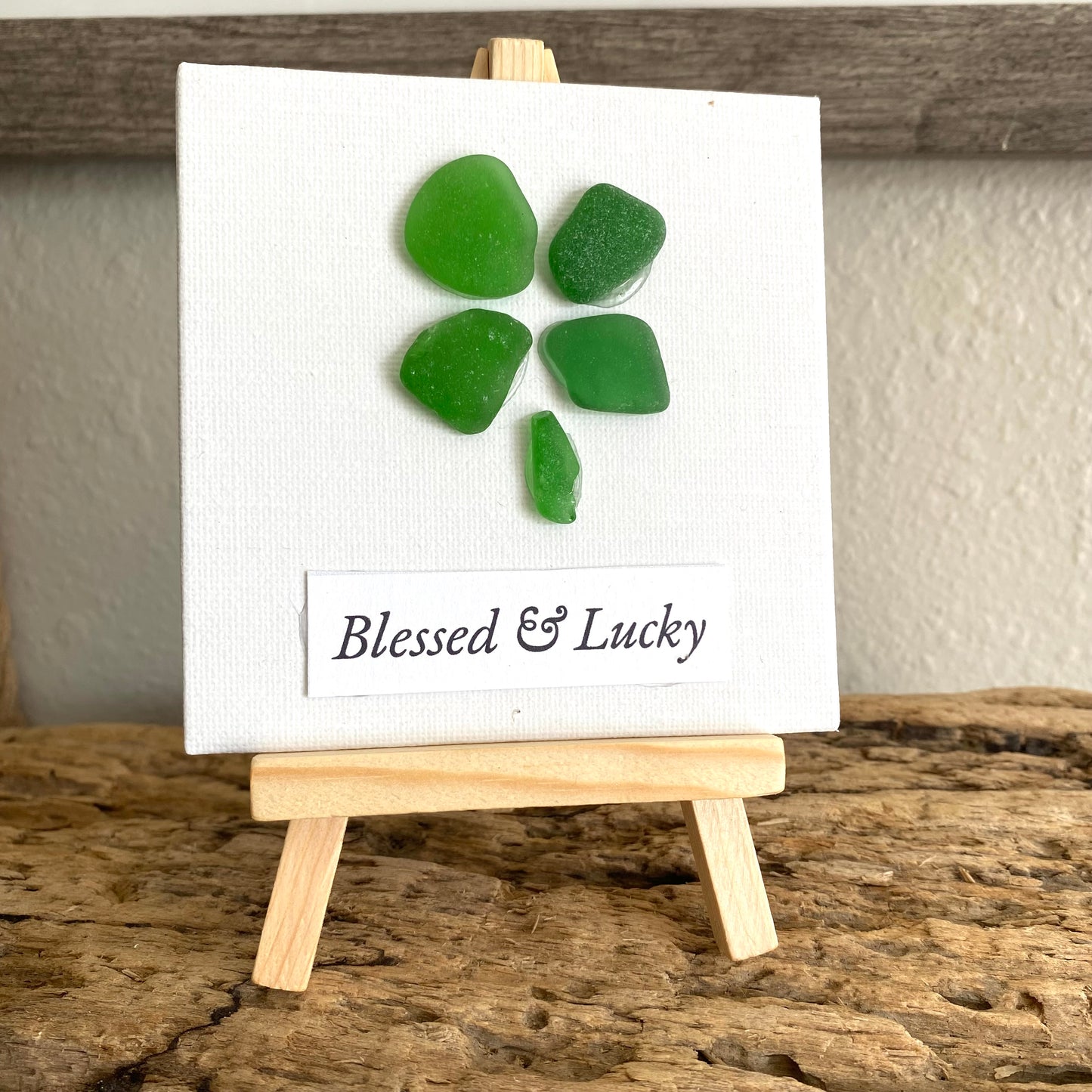 Four-Leaf Clover Collection | 4x4 Sea Glass Art
