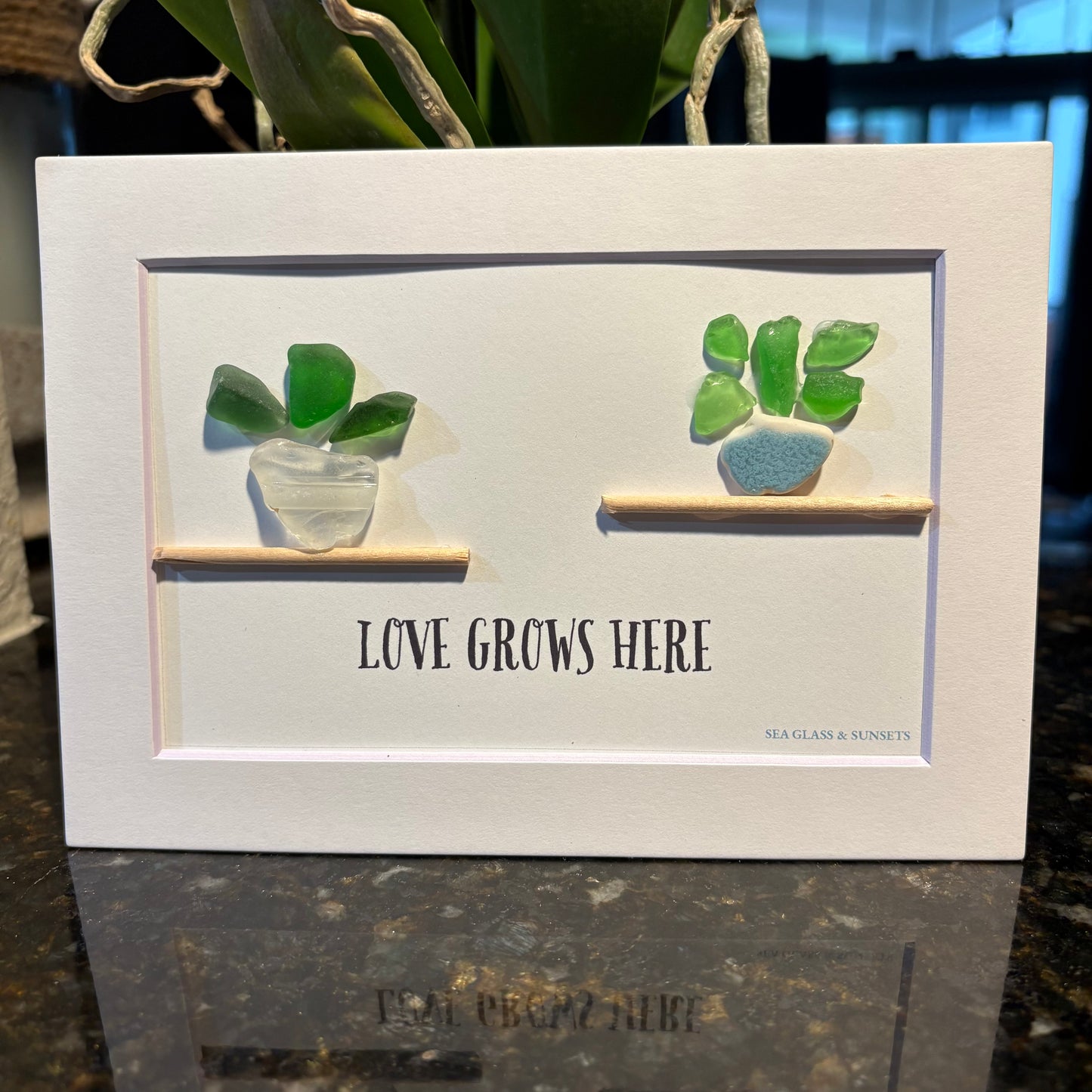 Love Grows Here – Genuine Sea Glass Art