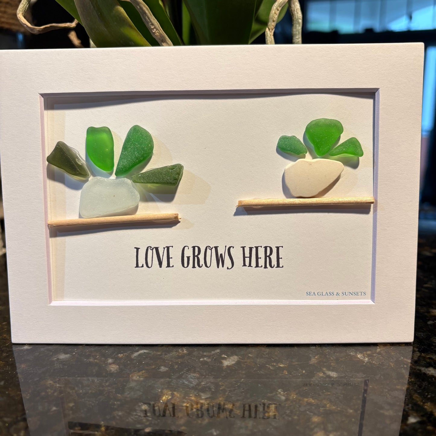 Love Grows Here – Genuine Sea Glass Art