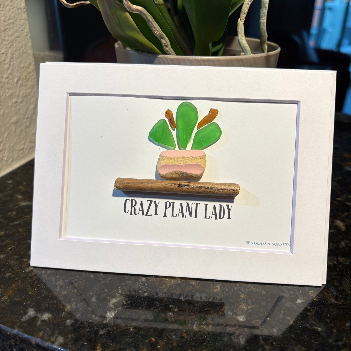 Crazy Plant Lady – Genuine Sea Glass Art