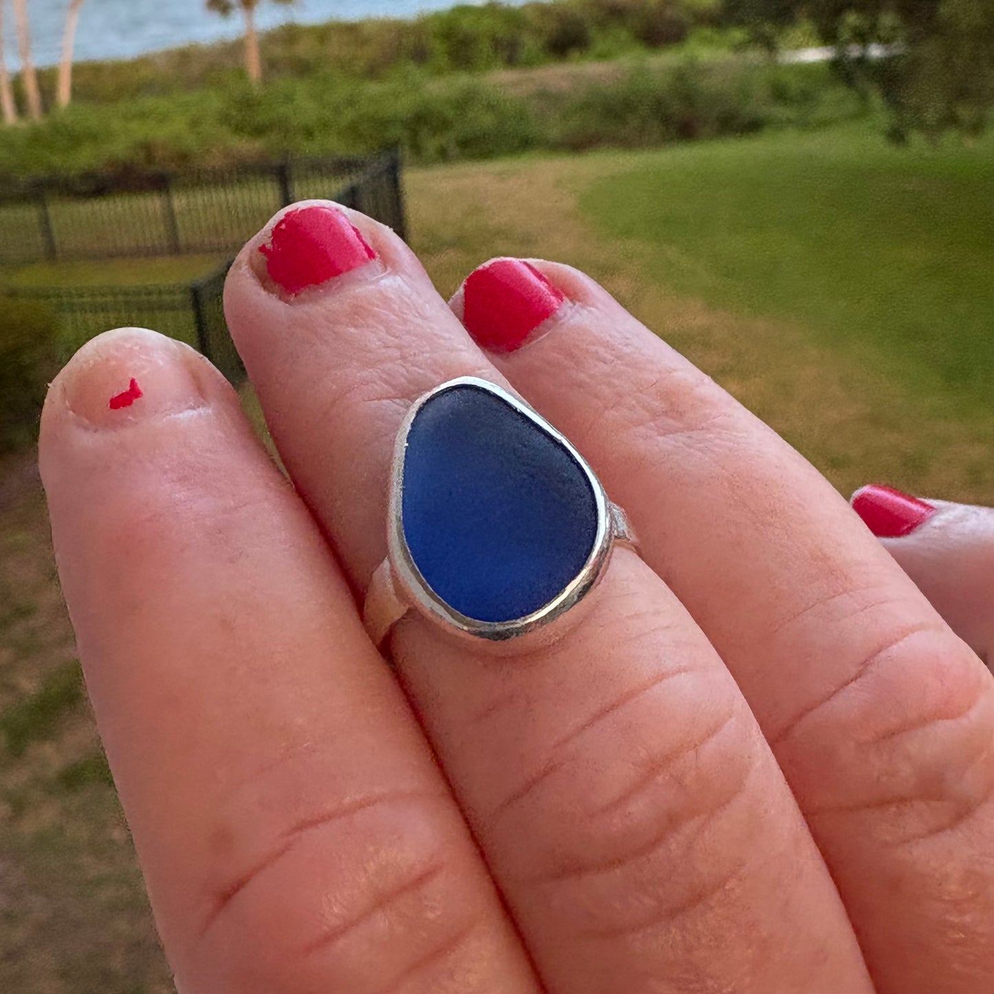 The Voyager Ring | Rare Cobalt Sea Glass
