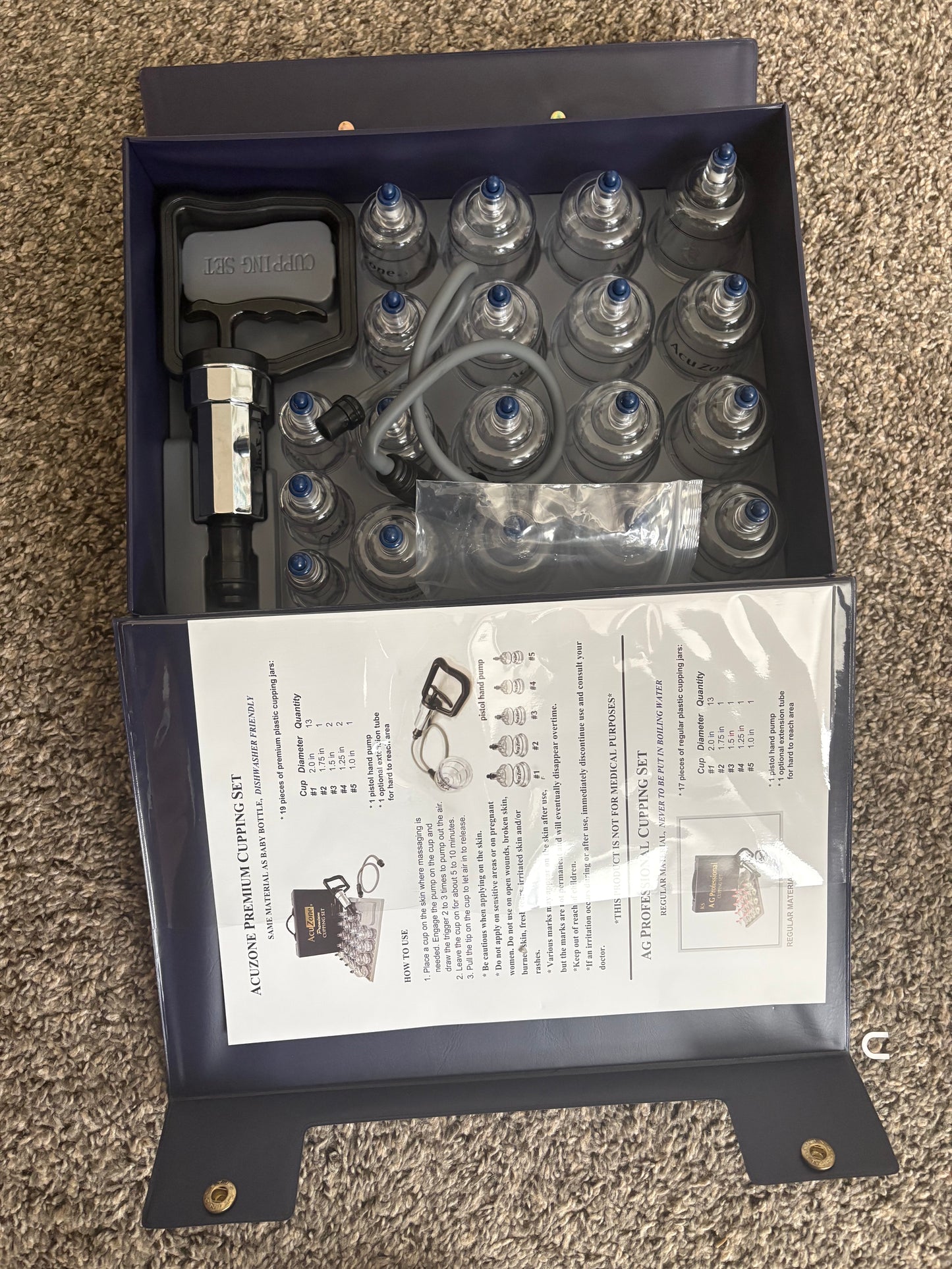 AcuZone Premium 19 Pcs Plastic Cupping Set with Extension Tube