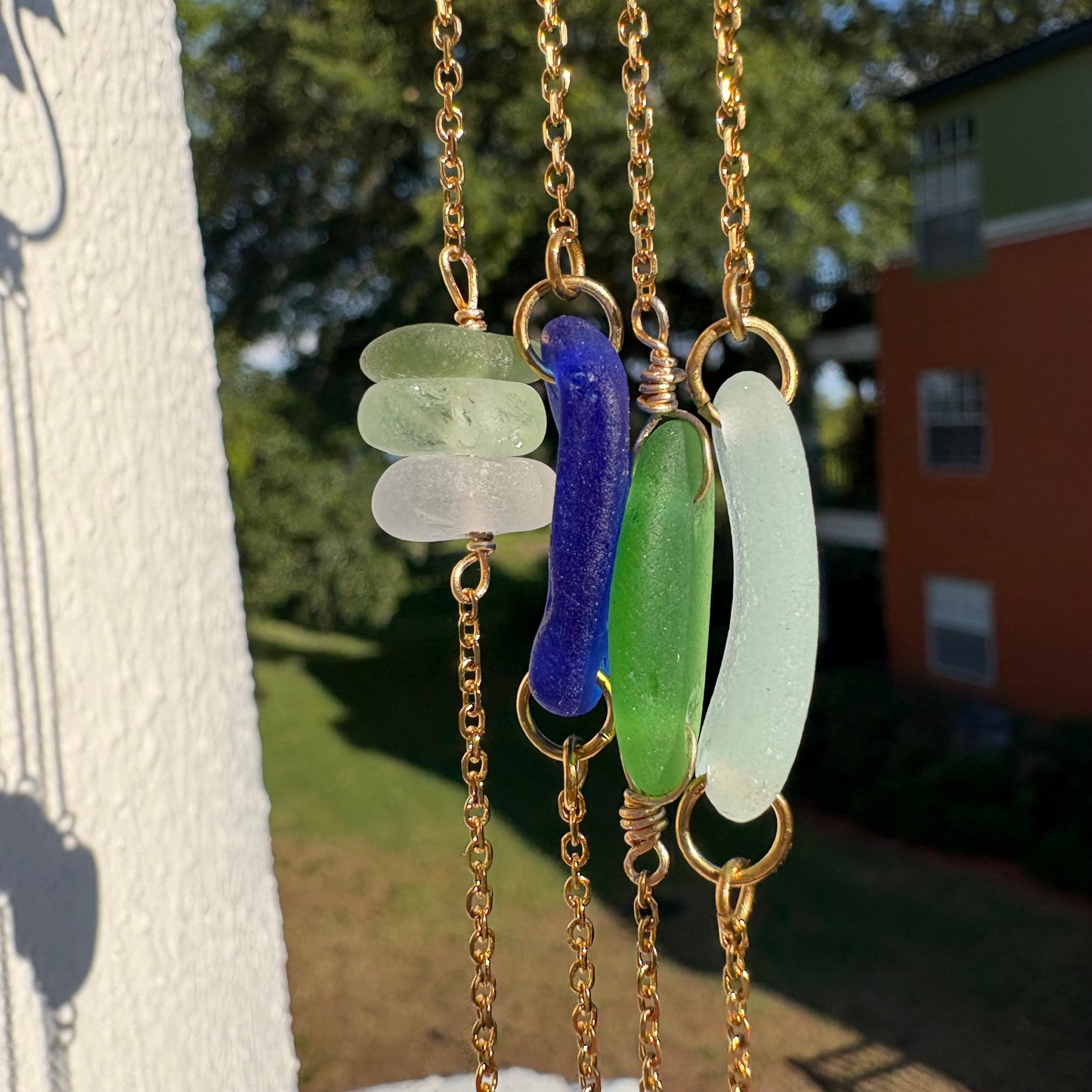 Sea Foam Sea Glass Bracelet | Genuine Beach Glass on 18K Gold Plated Stainless Steel Adjustable Chain