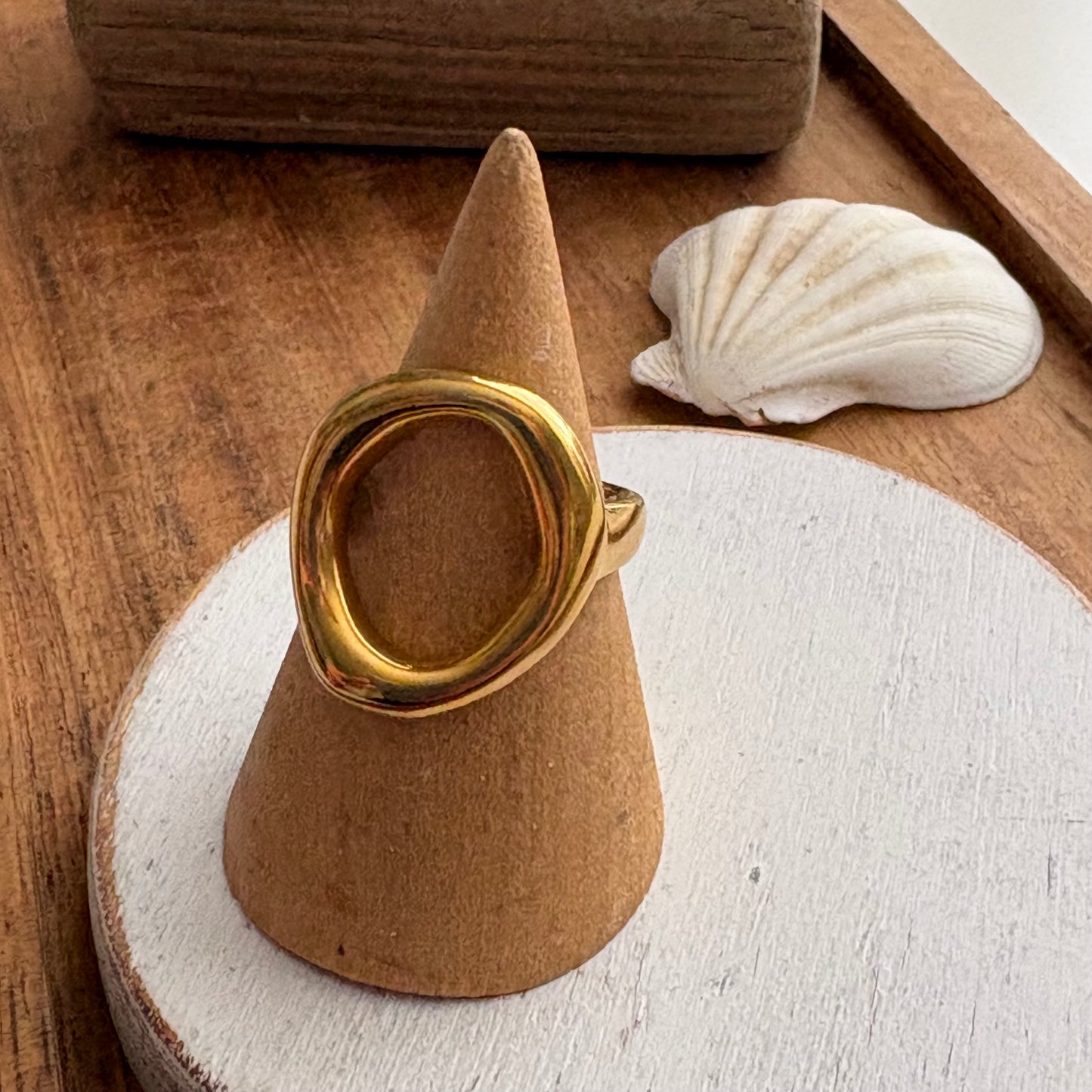18K Gold Oval Statement PVD  Ring
