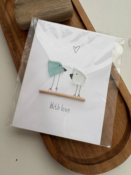 "With Love" Handcrafted Sea Glass Card