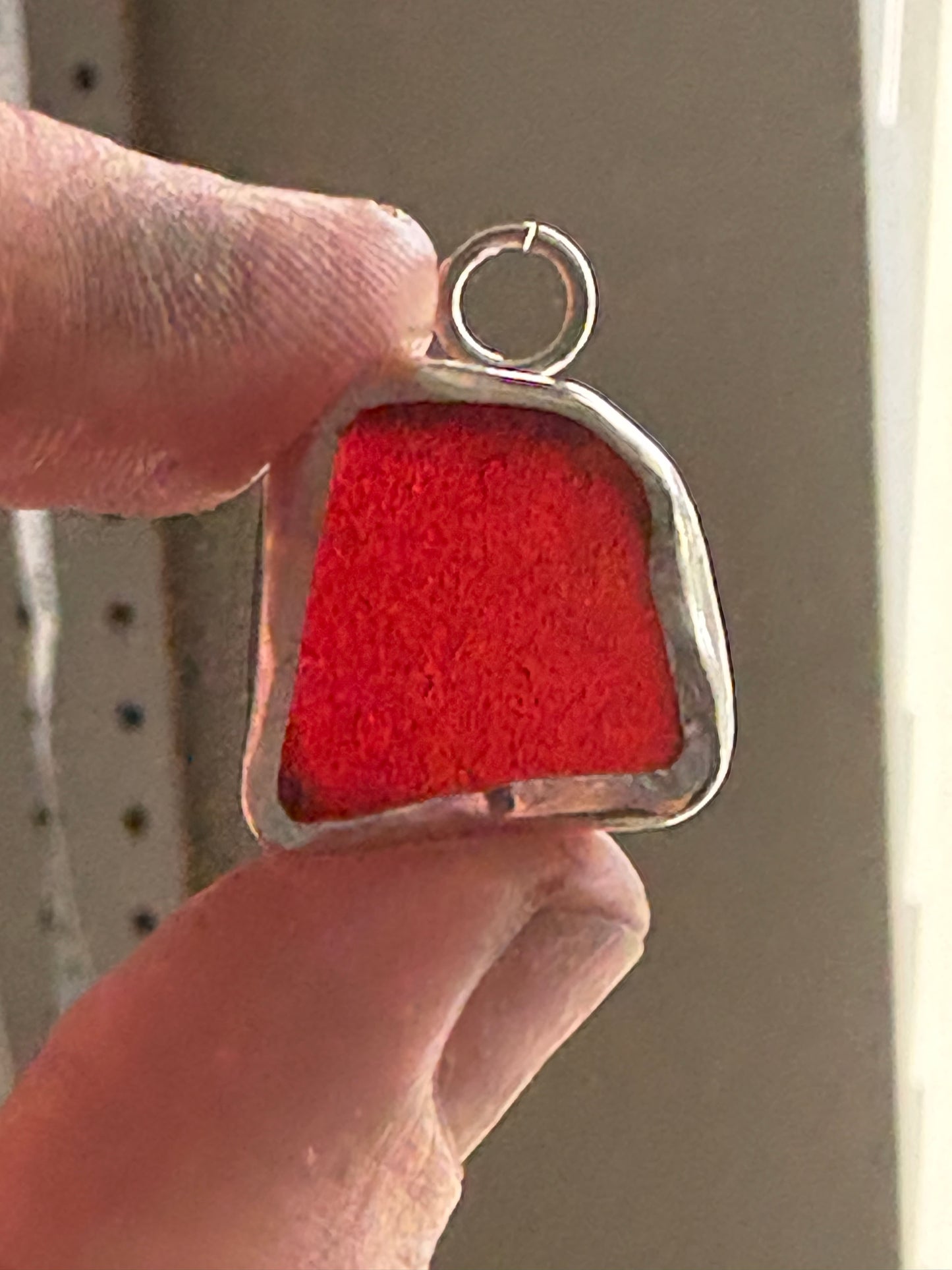 Rare Red Sea Glass Sterling Silver Collar Necklace | Genuine Beach Glass | Sea to Shining Sea Collection
