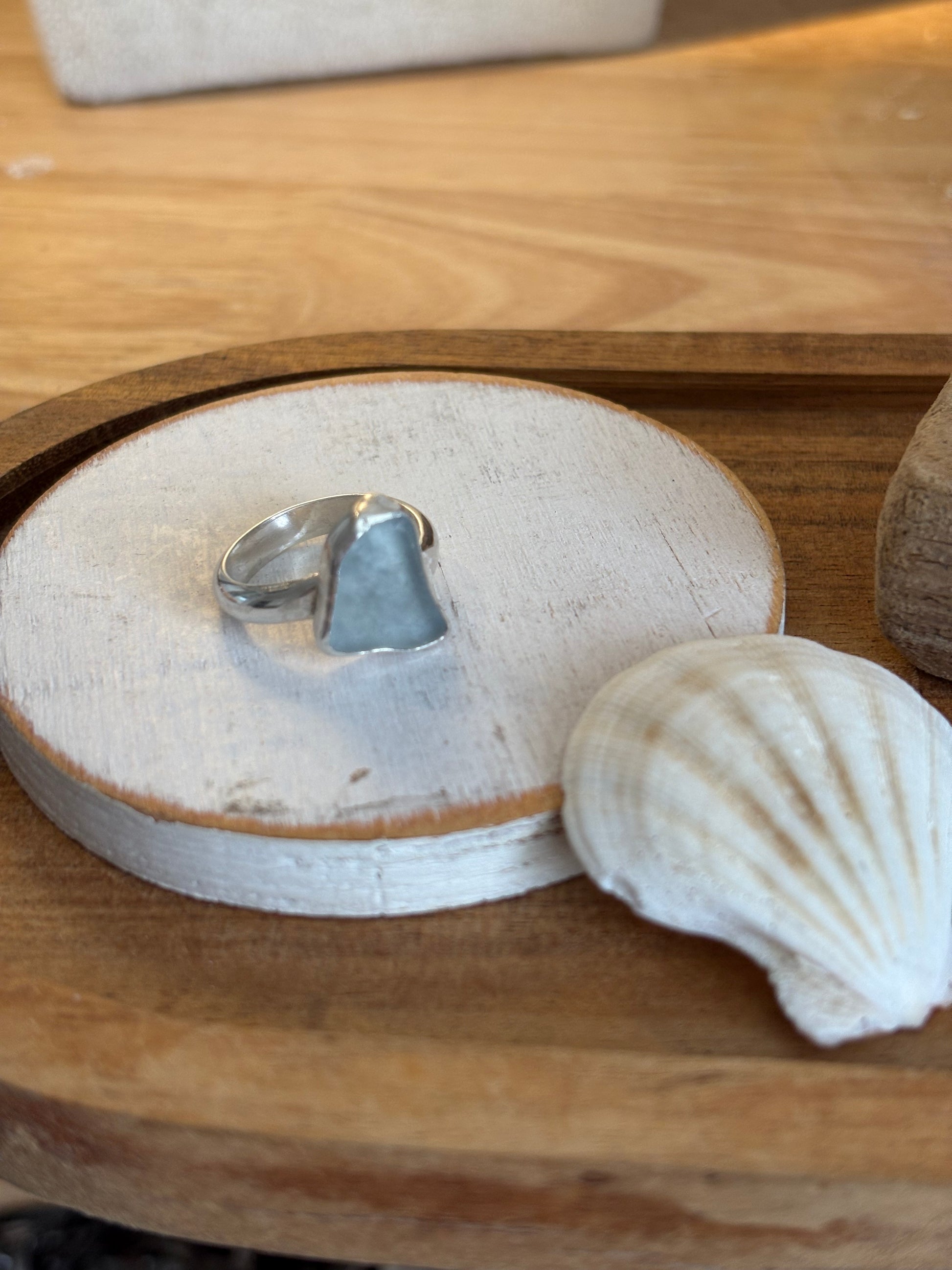 Soft Sky Blue Sea Glass Ring | Handmade Sterling Silver Ring – Sea ...