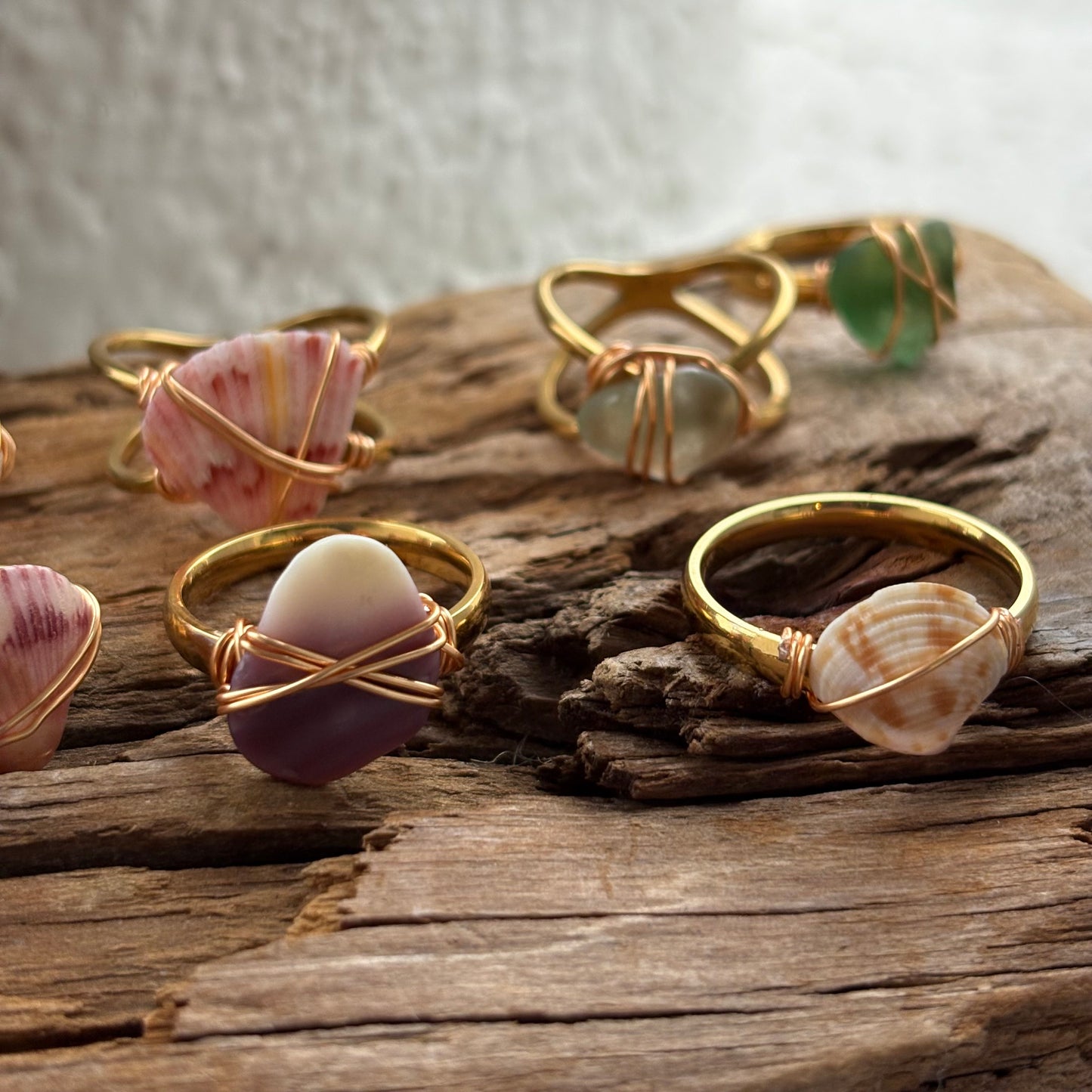 Long Island Wampum Shell Ring – 18k Gold PVD Stainless Steel (Size 6.5)