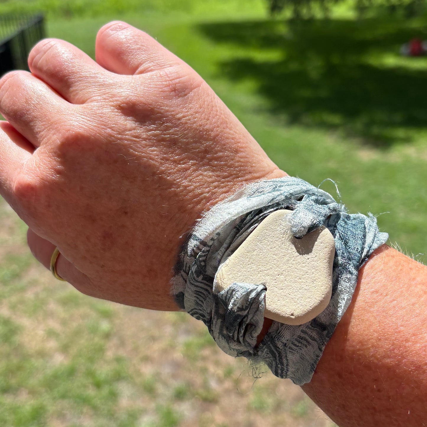 Silk Sari Sea Glass Wrap | Genuine Sea Clay