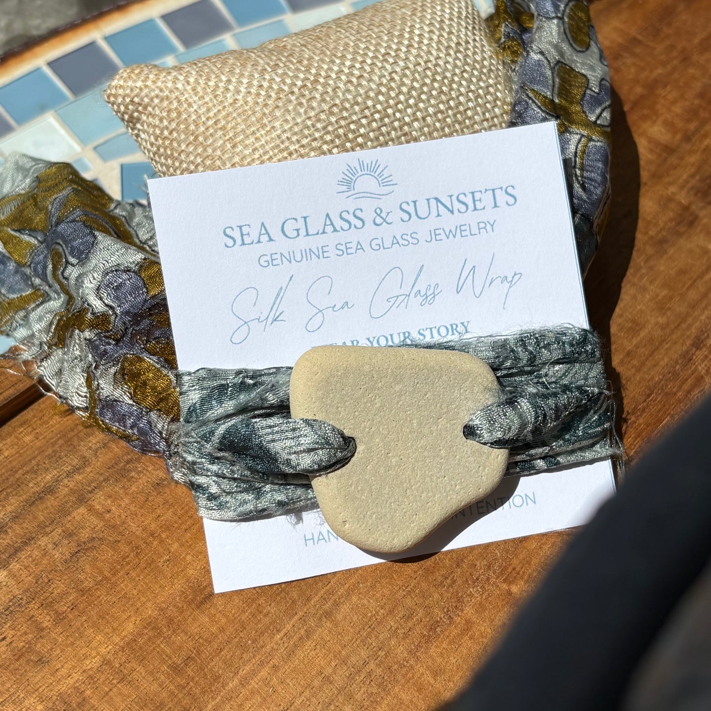 Silk Sari Sea Glass Wrap | Genuine Sea Clay