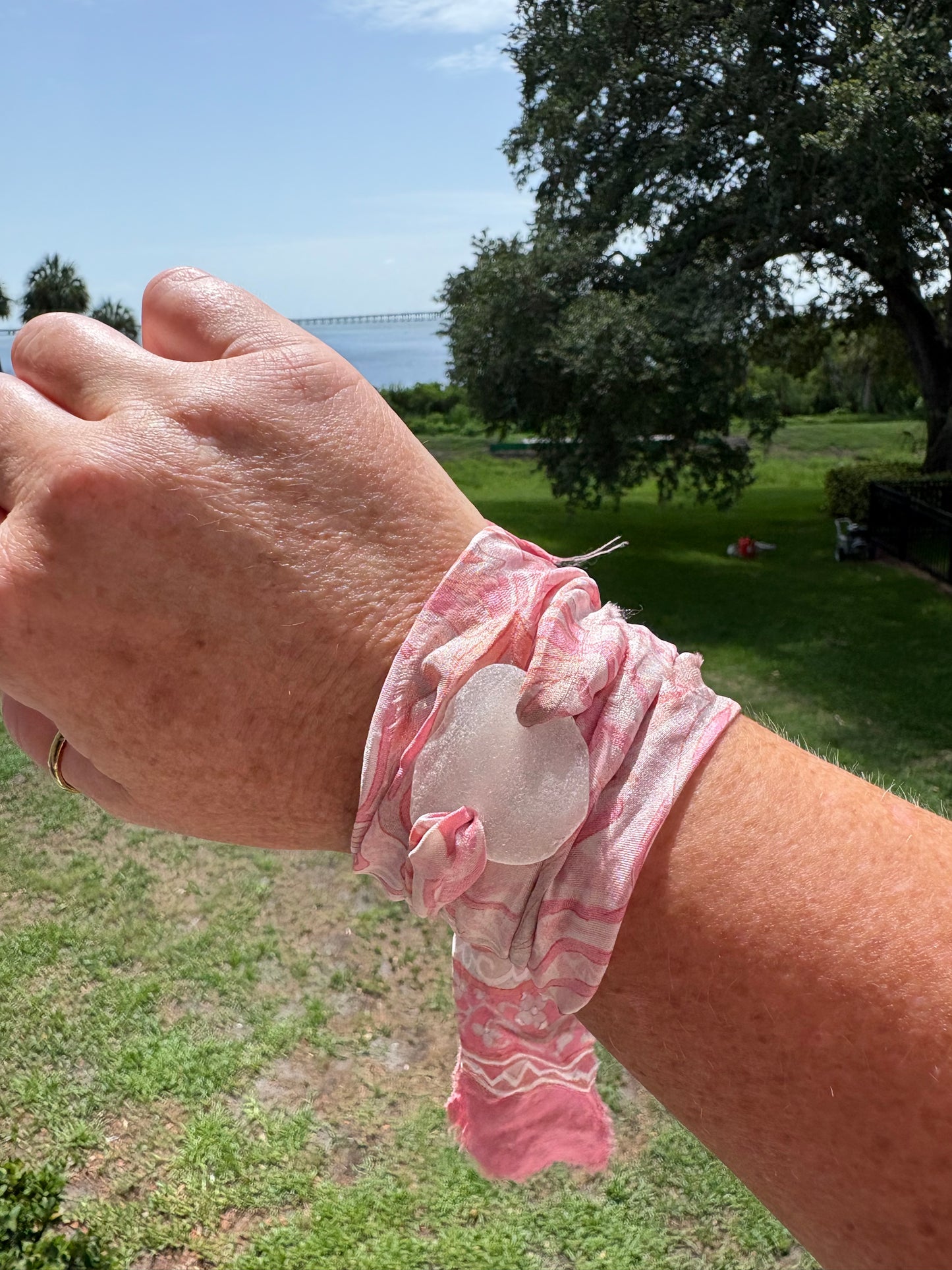 Silk Sari Sea Glass Wrap | Genuine Sea Pottery