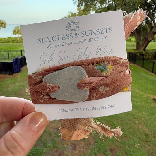 Silk Sari Sea Glass Wrap | Genuine Sea Glass