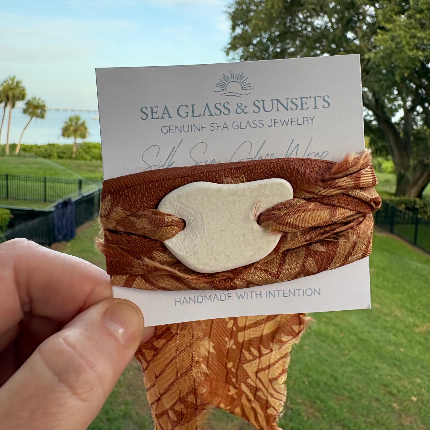 Silk Sari Sea Glass Wrap | Genuine Sea Clay