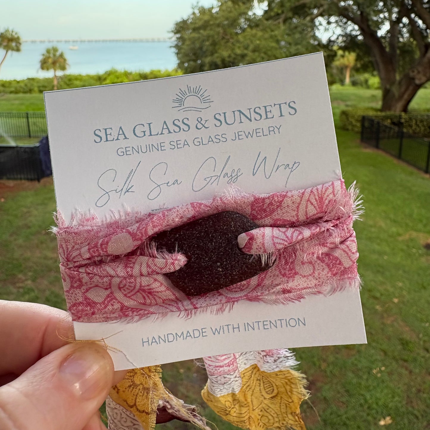 Silk Sari Sea Glass Wrap | Genuine Sea Glass