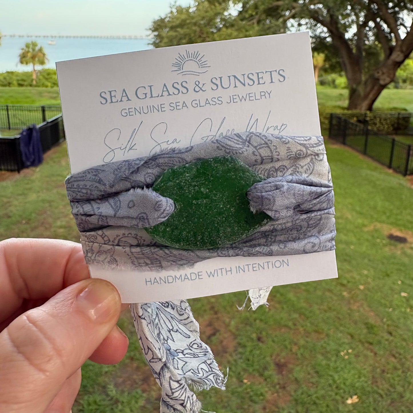 Silk Sari Sea Glass Wrap | Genuine Sea Glass