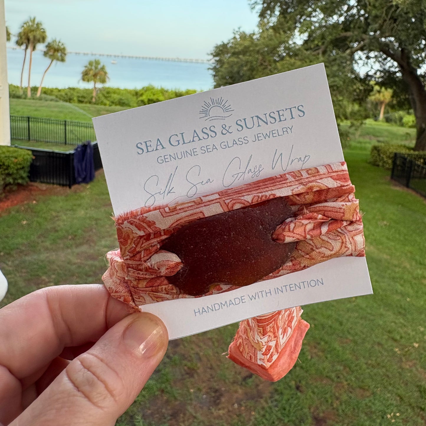 Silk Sari Sea Glass Wrap | Genuine Sea Glass