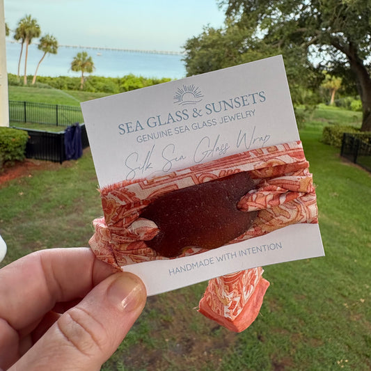 Silk Sari Sea Glass Wrap | Genuine Sea Glass