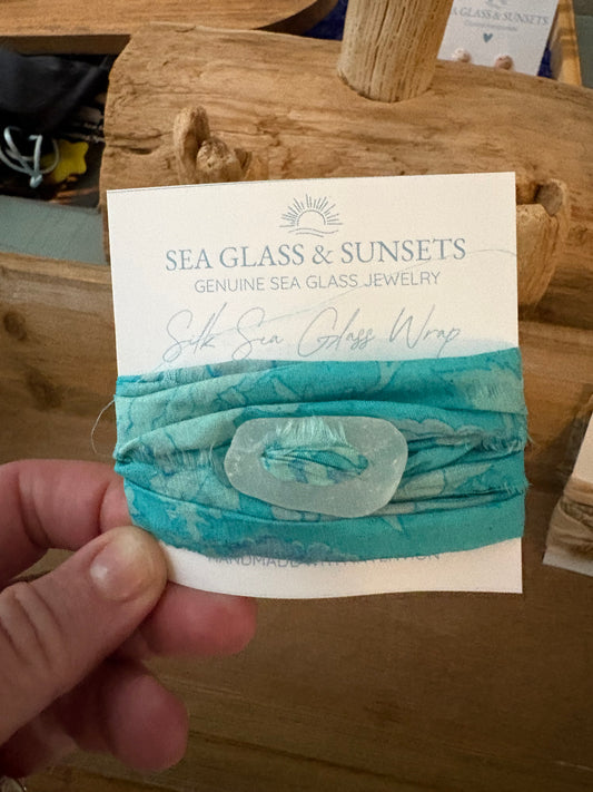 Silk Sari Sea Glass Wrap | Genuine Sea Foam Sea Glass
