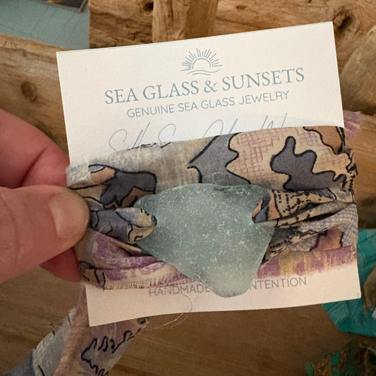Silk Sari Sea Glass Wrap | Genuine Sea Foam Sea Glass