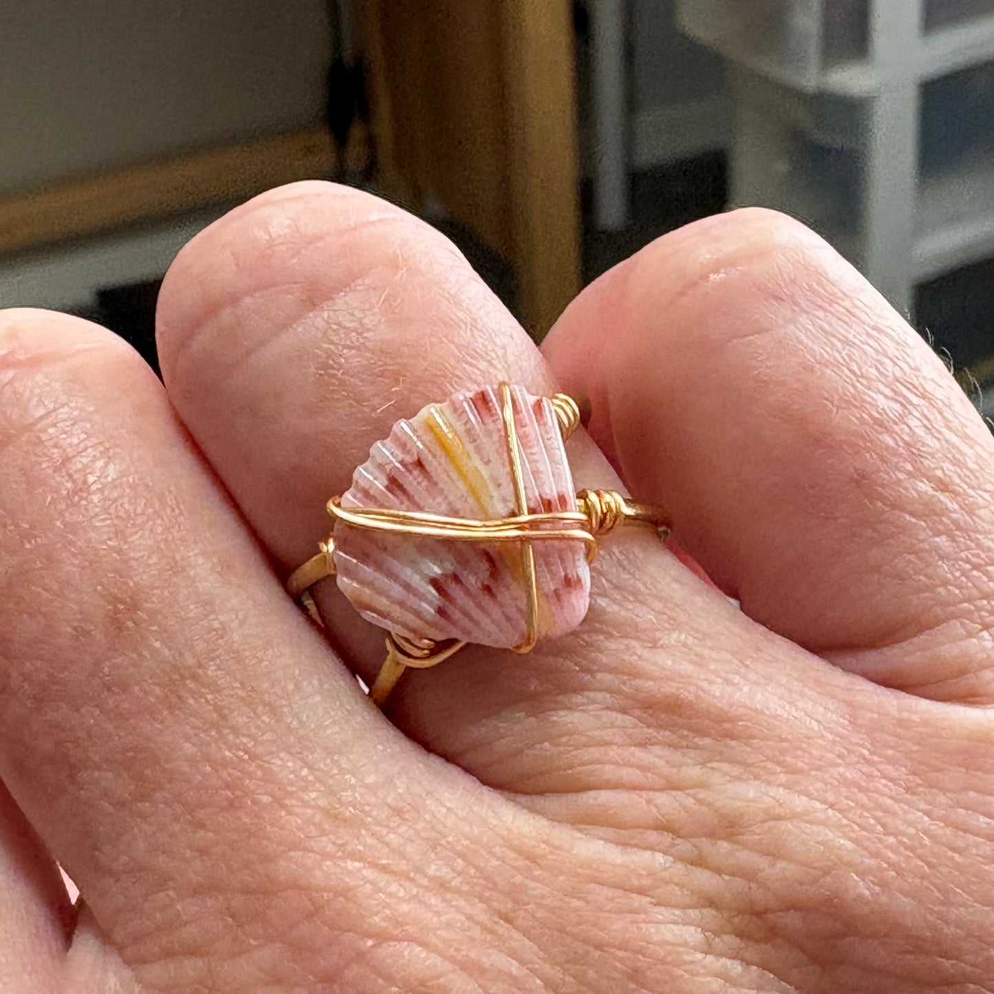 Florida Scallop Shell Ring – 18k Gold PVD Stainless Steel (Size 7)