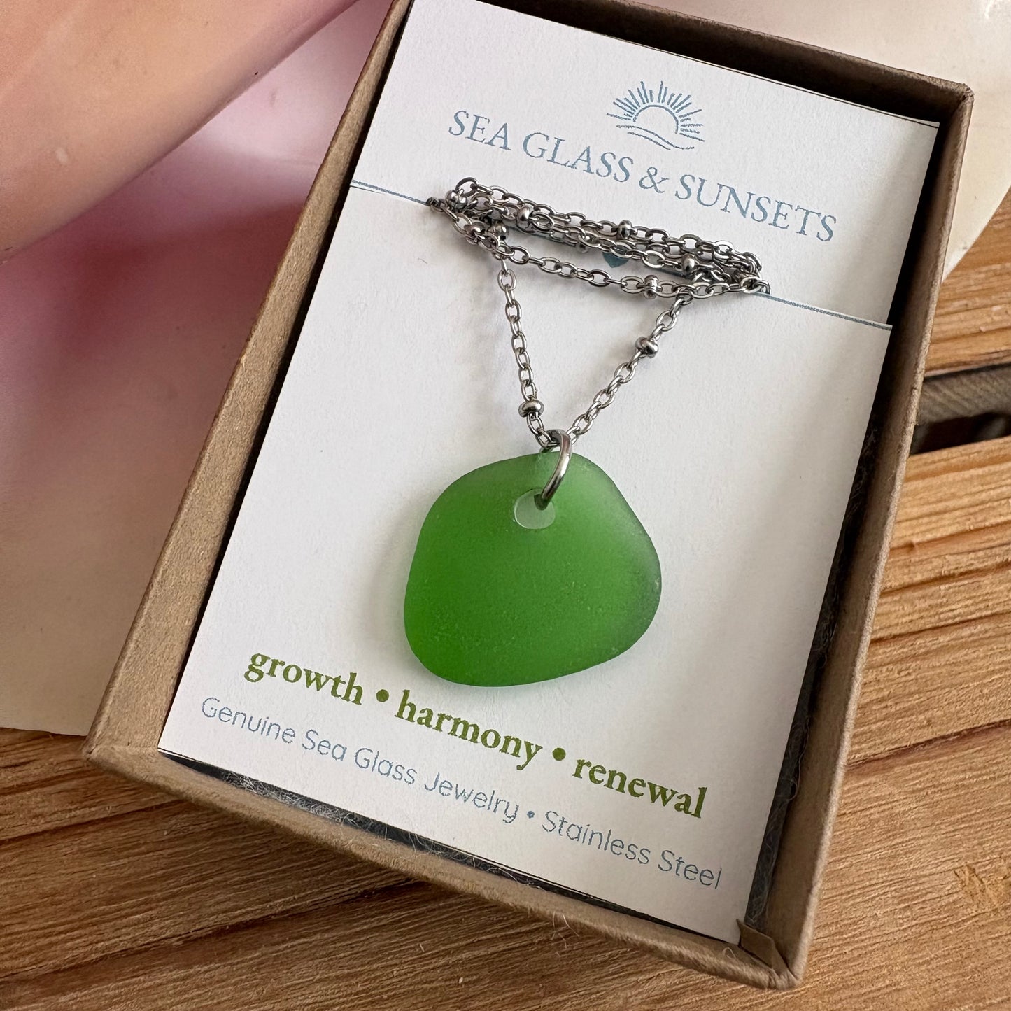 Green Sea Glass Pendant | Growth | Harmony | Renewal