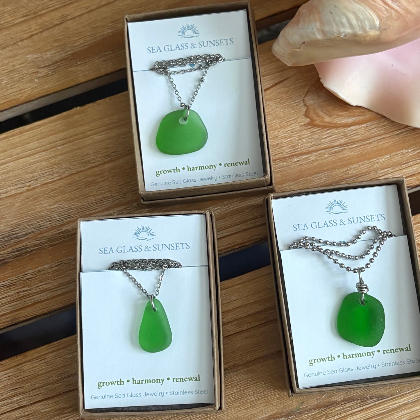 Green Sea Glass Pendant | Growth | Harmony | Renewal