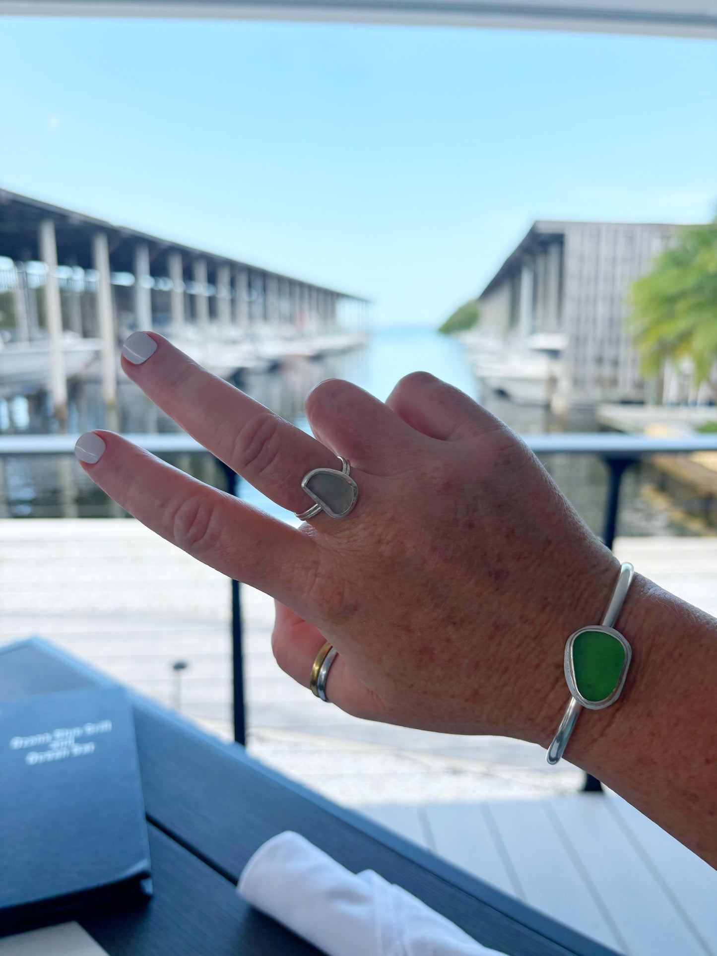 Sea Mist Sea Glass Ring| Size 9