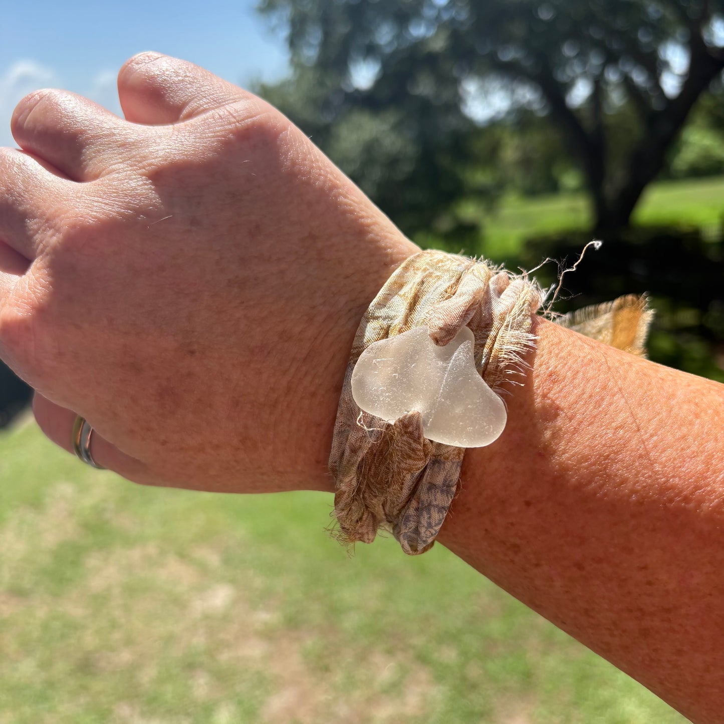 Silk Sari Sea Glass Wrap | Genuine Sea Glass