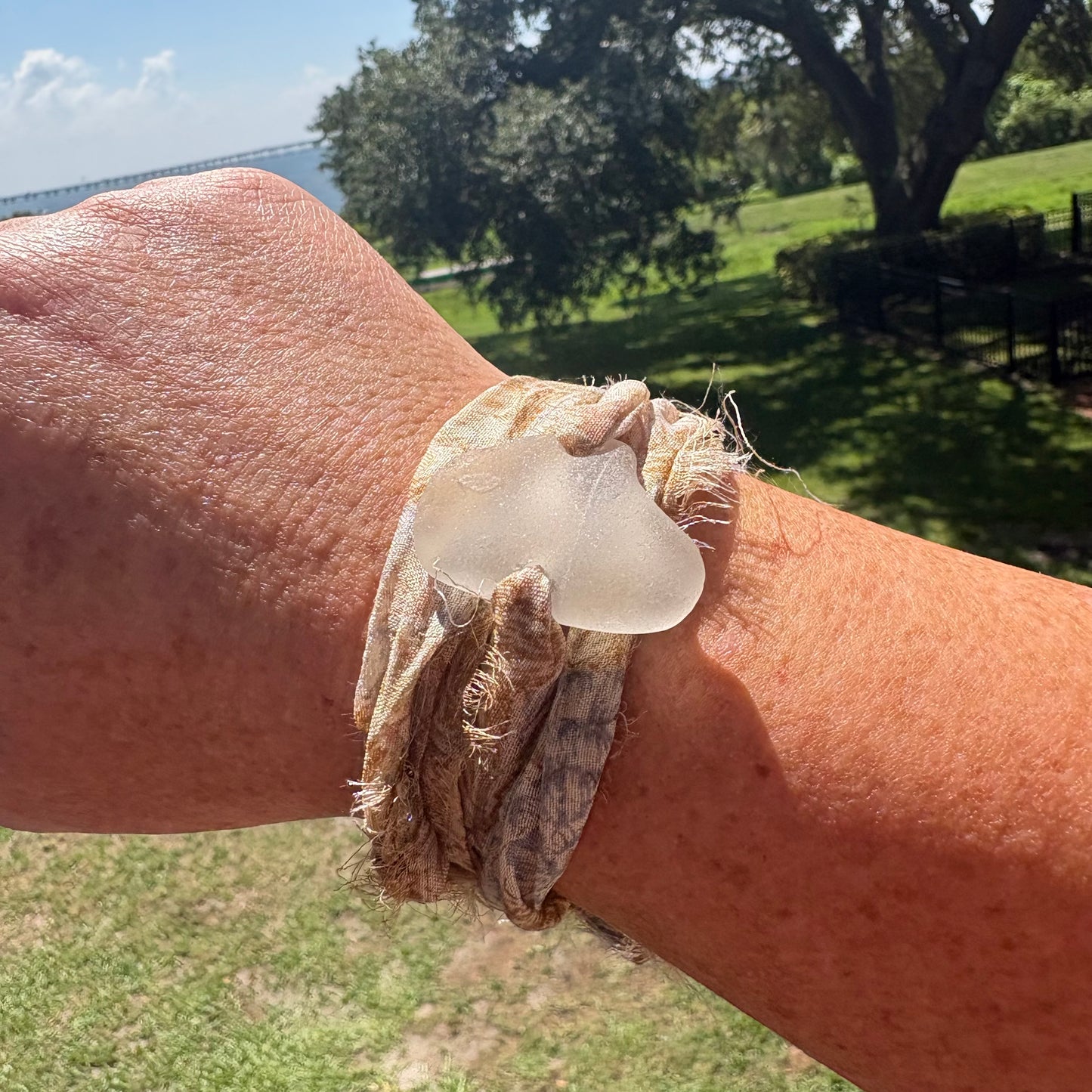 Silk Sari Sea Glass Wrap | Genuine Sea Glass