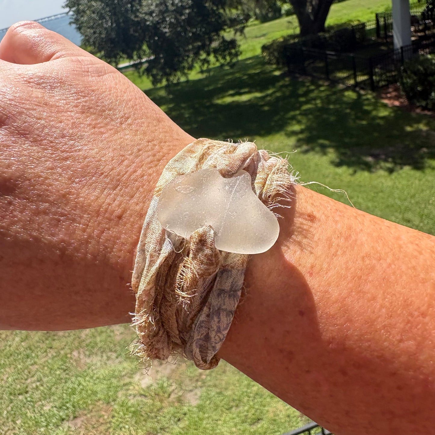 Silk Sari Sea Glass Wrap | Genuine Sea Glass