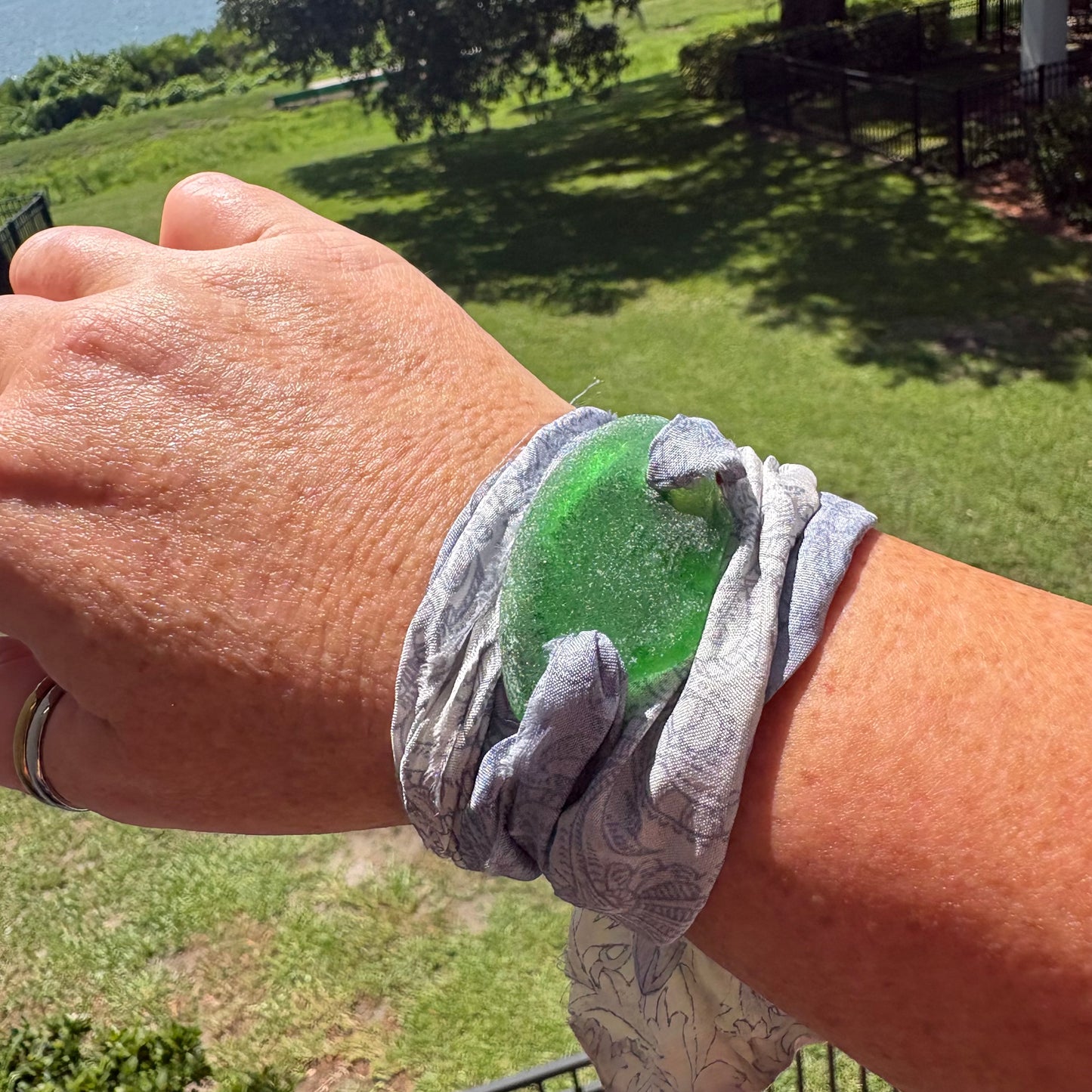 Silk Sari Sea Glass Wrap | Genuine Sea Glass